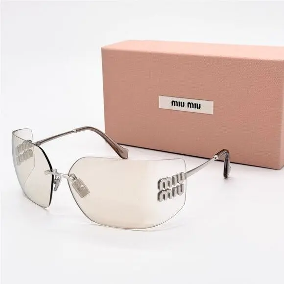 MU54YS 1BC10F Miu Miu Silver Women Sunglasses Miu Miu MU 54YS Wrap Eyewear