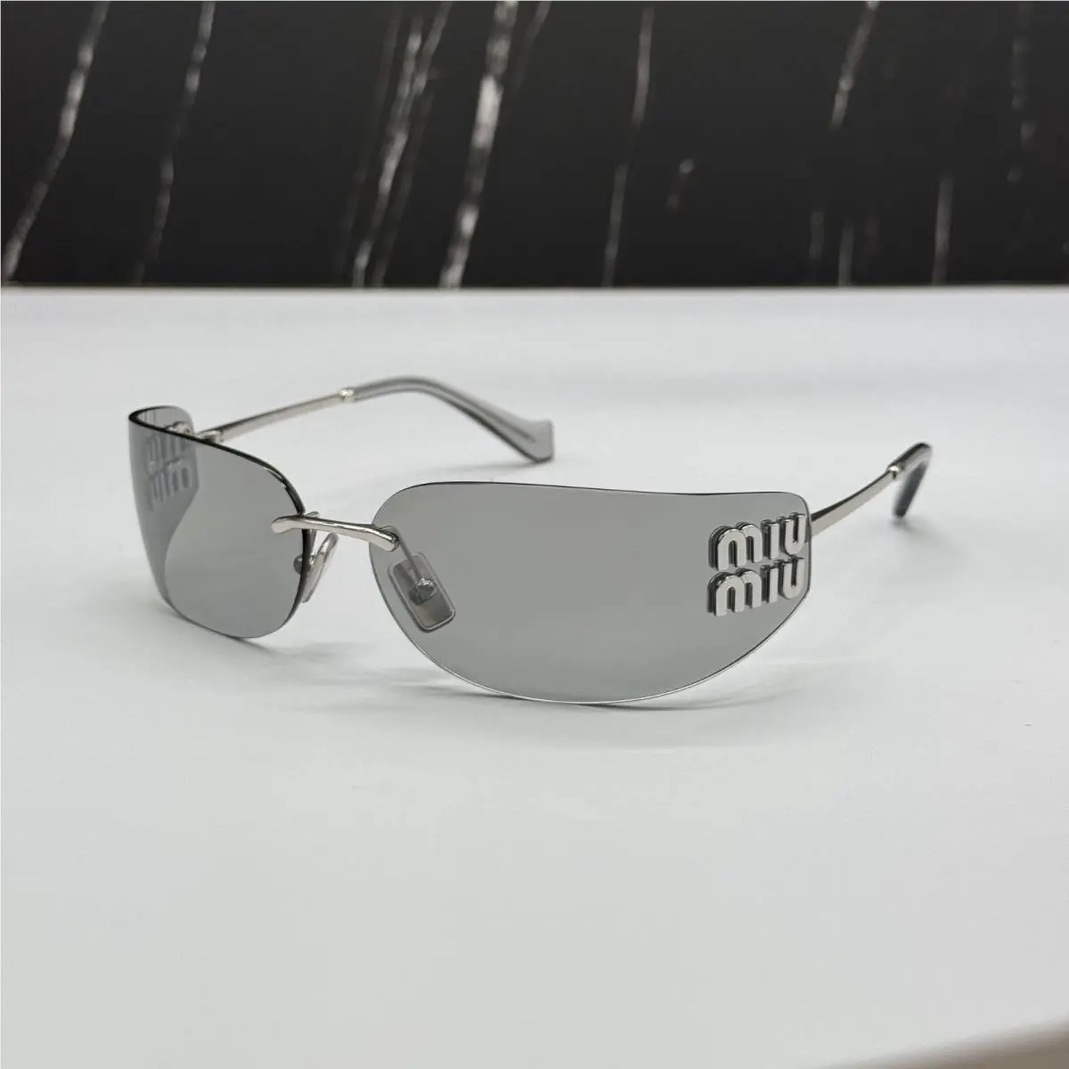 Miu Miu MUA51S 1BC10Y Silver Shield Sunglasses Mua 51S