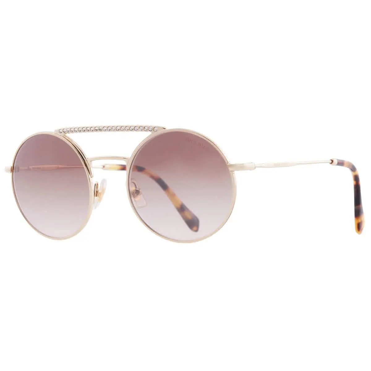 Miu Miu Brown Gradient Mirror Silver Round Ladies Sunglasses MU 52VS ZVNQZ9 50