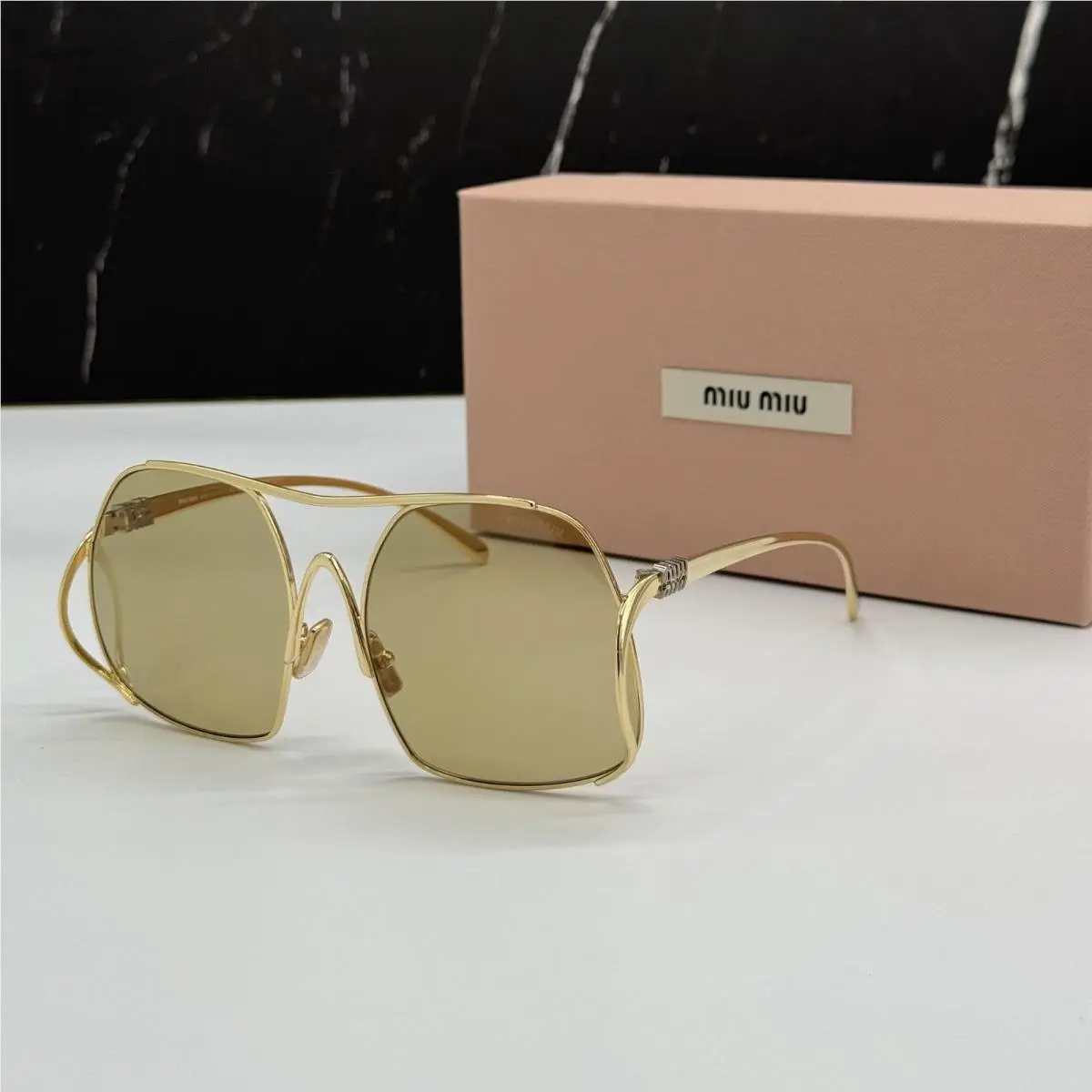 Miu Miu MUA55S 5AK10R Sunglasses Gold Women MU A55S Smu A55