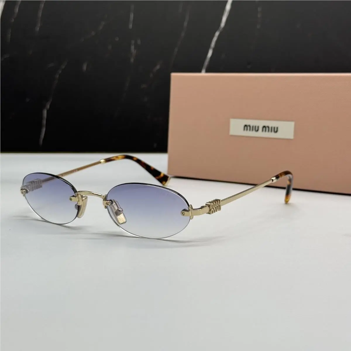 Miu Miu MUA54S ZVN80O Sunglasses Gold Oval Women Sunglasses MU A54S Smu A54