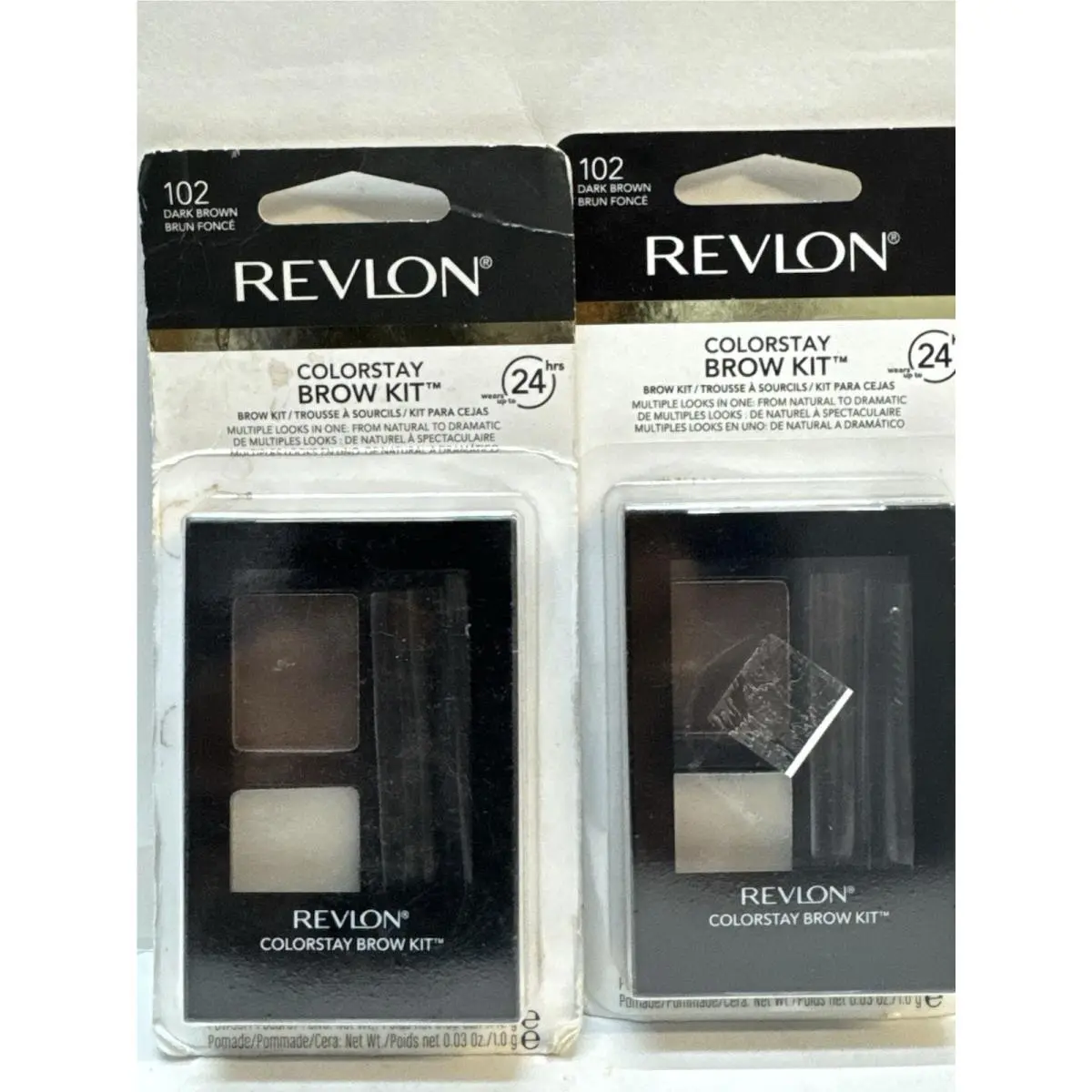 2 Revlon Colorstay Brow Kit 24hr 102 Dark Brown Creased Packaging