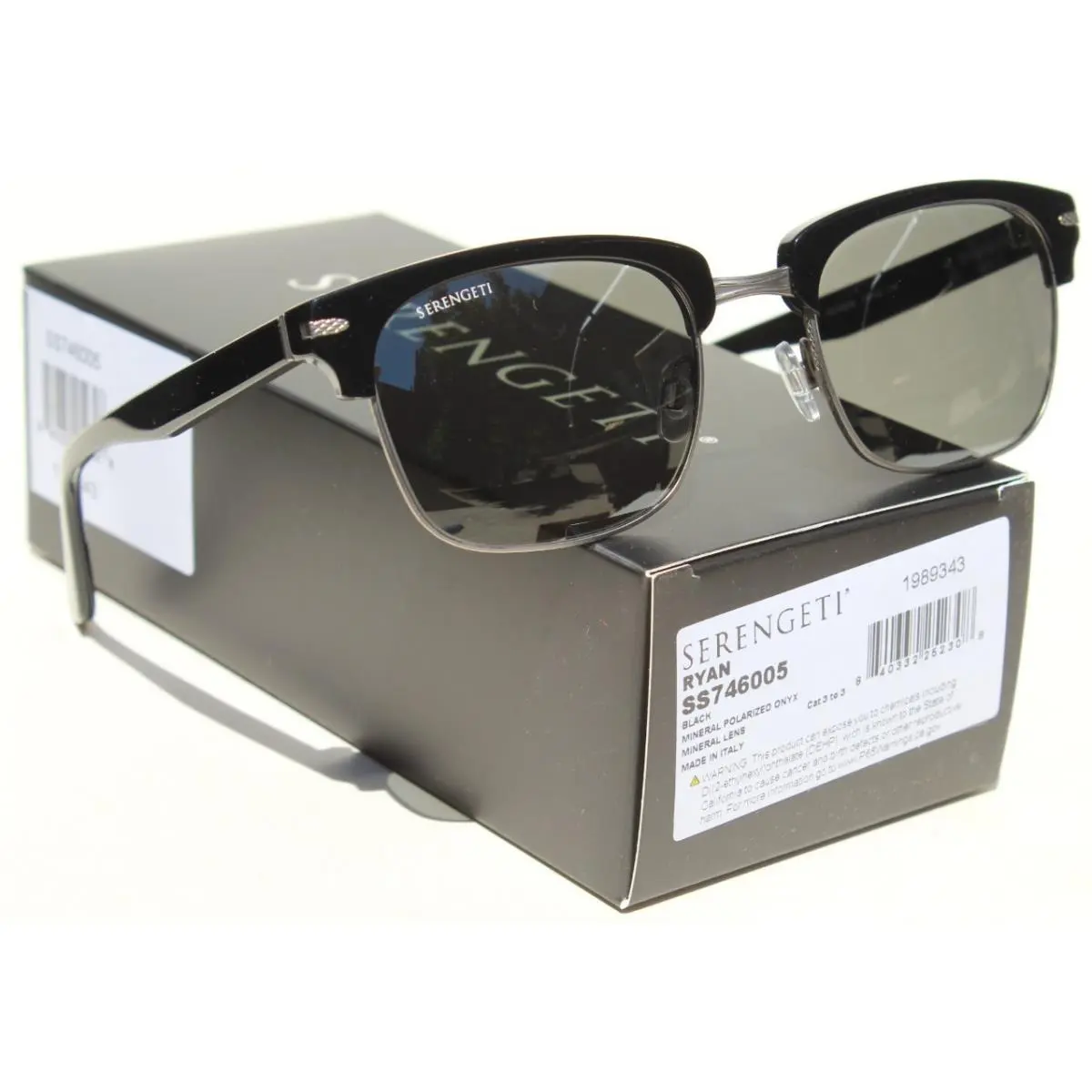 Serengeti Ryan Polarized Sunglasses Black/mineral Onyx SS746005 Italy