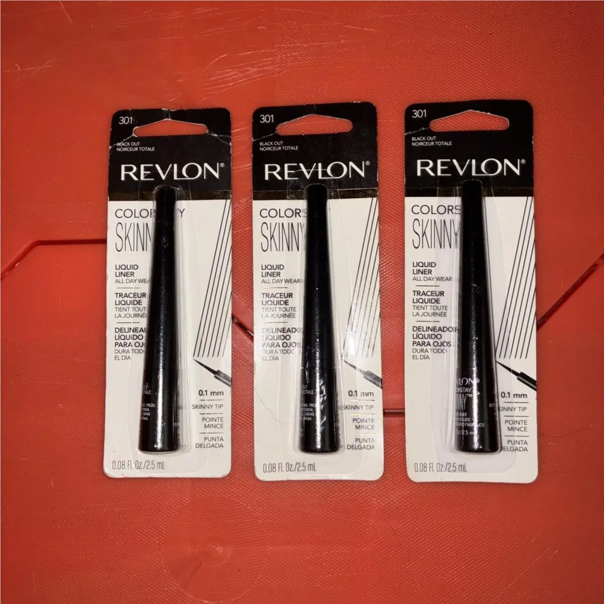 3 Pack Revlon Colorstay Skinny Liquid Liner 301 Black Out 0.08 Oz