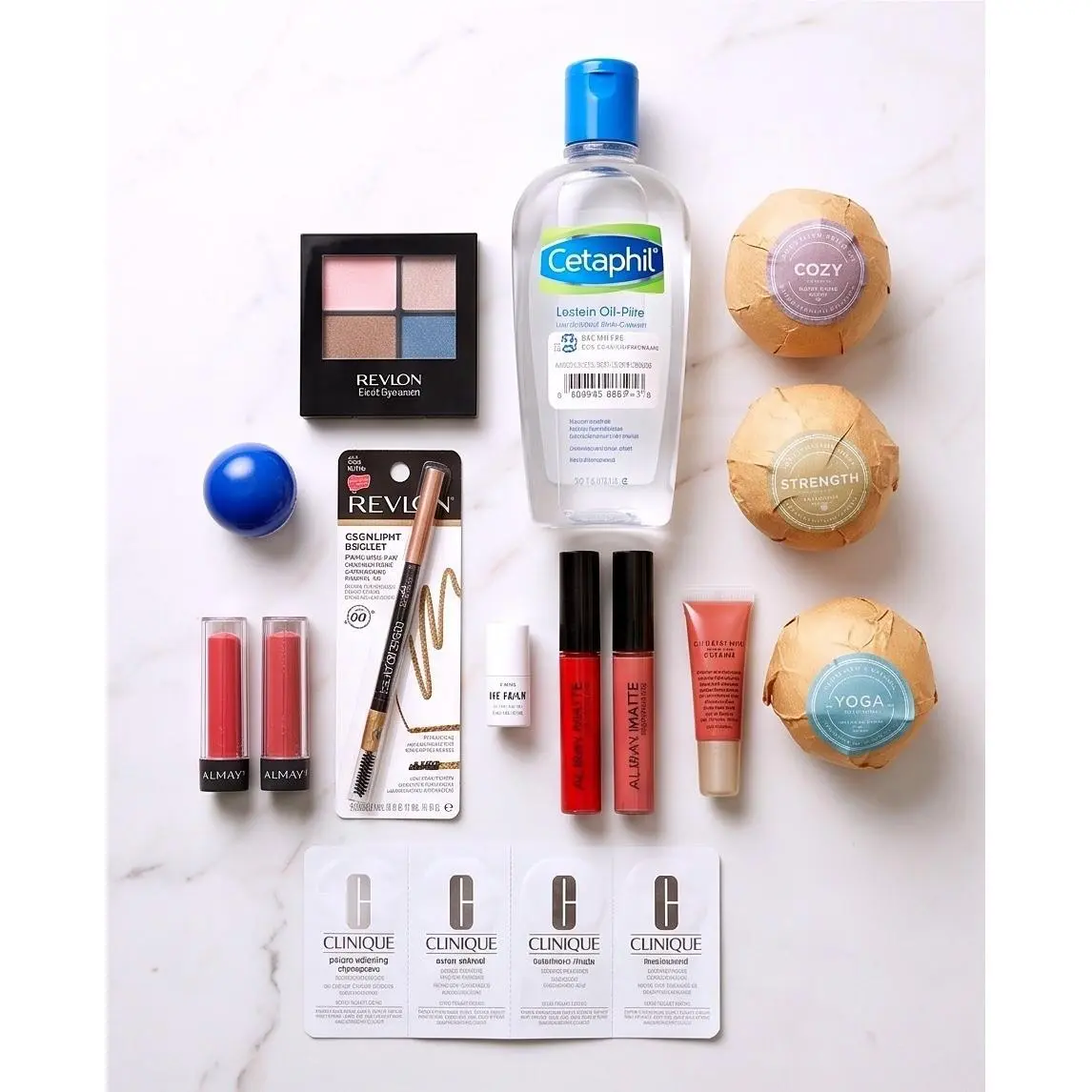 16pc Beauty Lot Revlon Clinique Cetaphil Almay Rimmel Makeup Skincare Bath