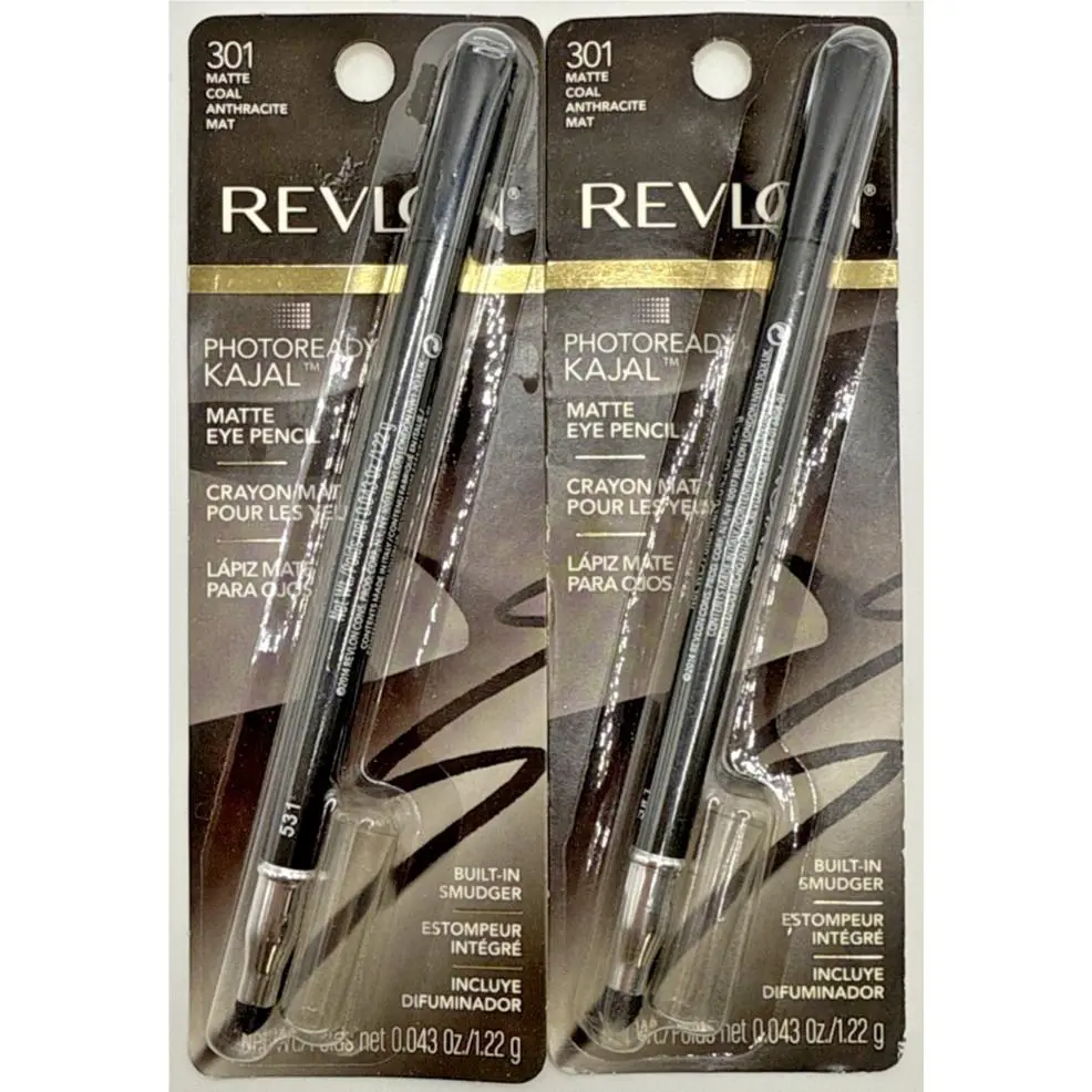 2x Revlon Photoready Kajal Matte Eye Pencil Eyeliner 301 Matte Coal .043 Oz
