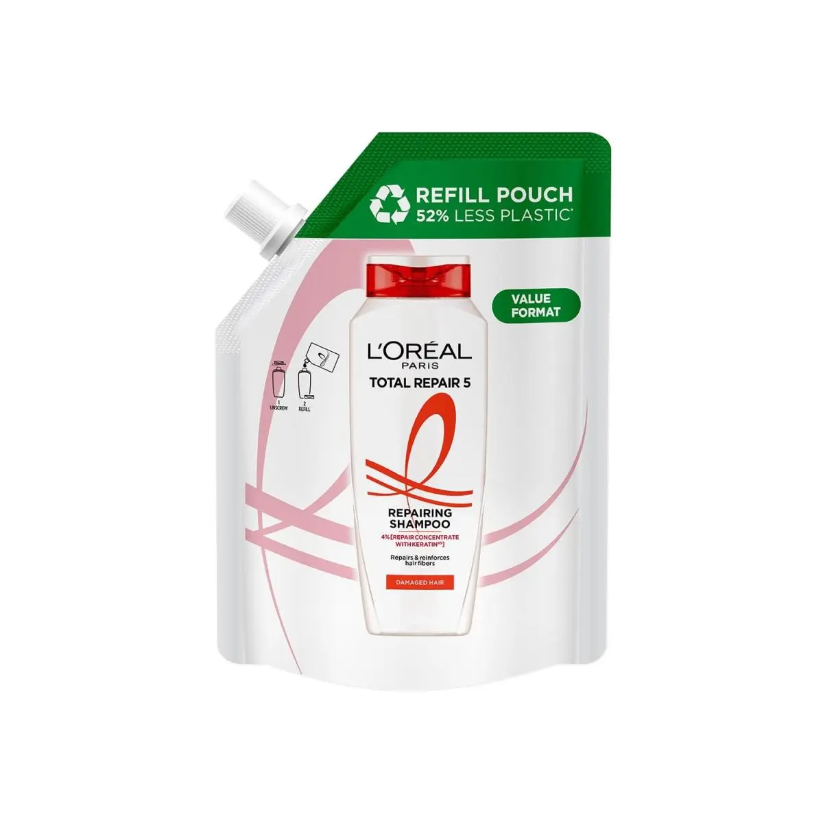 L`oréal L�or�al Paris Total Repair 5 Shampoo Refill Pouch 500ml For Damaged Hair by L'Oréal