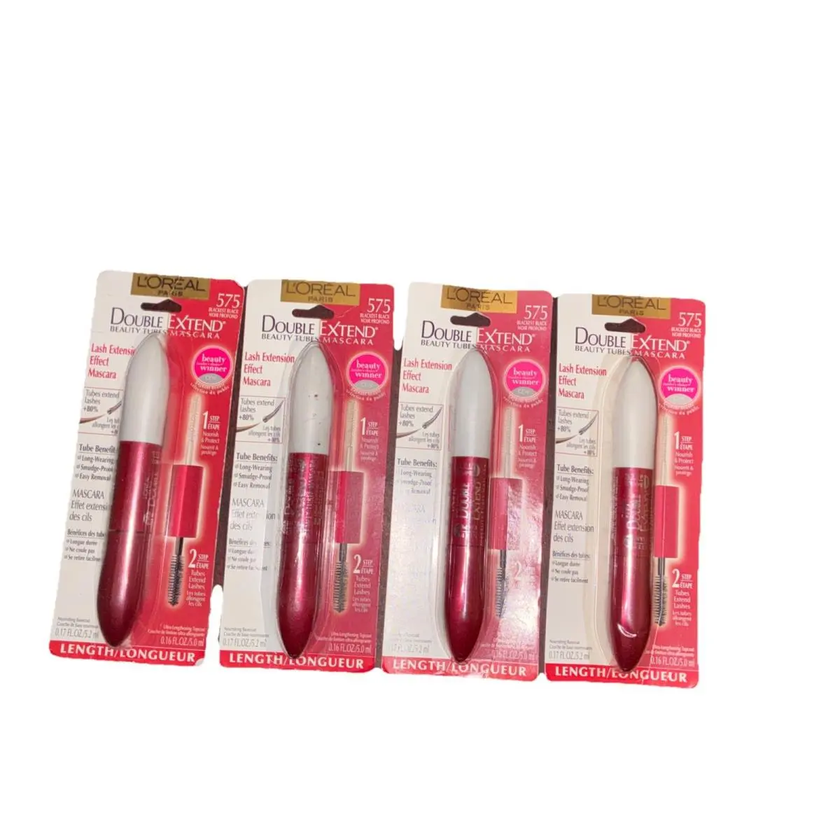 4x Loreal Double Extend Lash Beauty Extension Effect Mascara 575 Blackest Black by L'Oréal