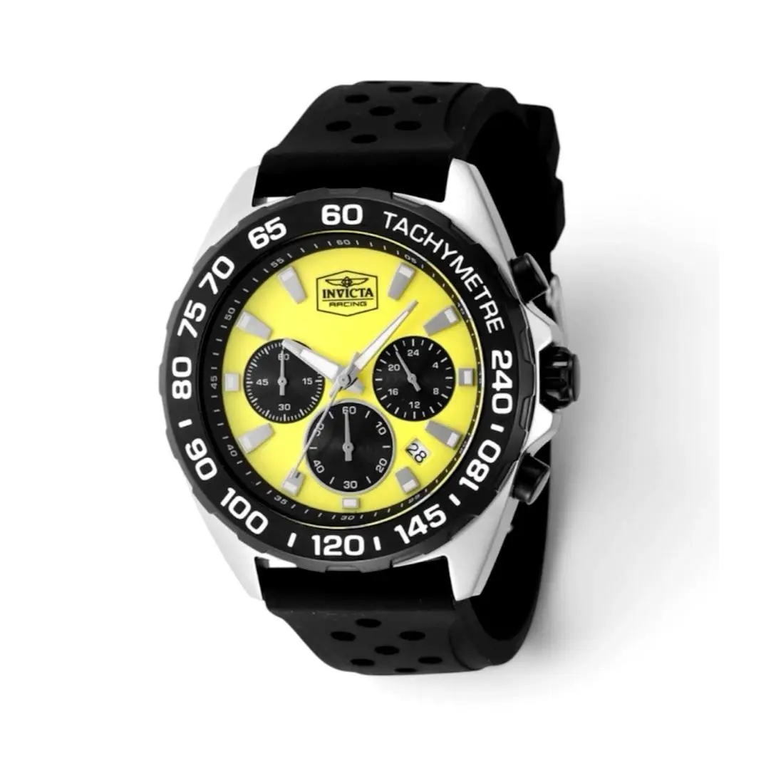 Invicta Coalition Forces Men`s Quartz Watch 43mm Yellow Dial Model 47770 - Dial: Yellow, Band: Black, Bezel: Black