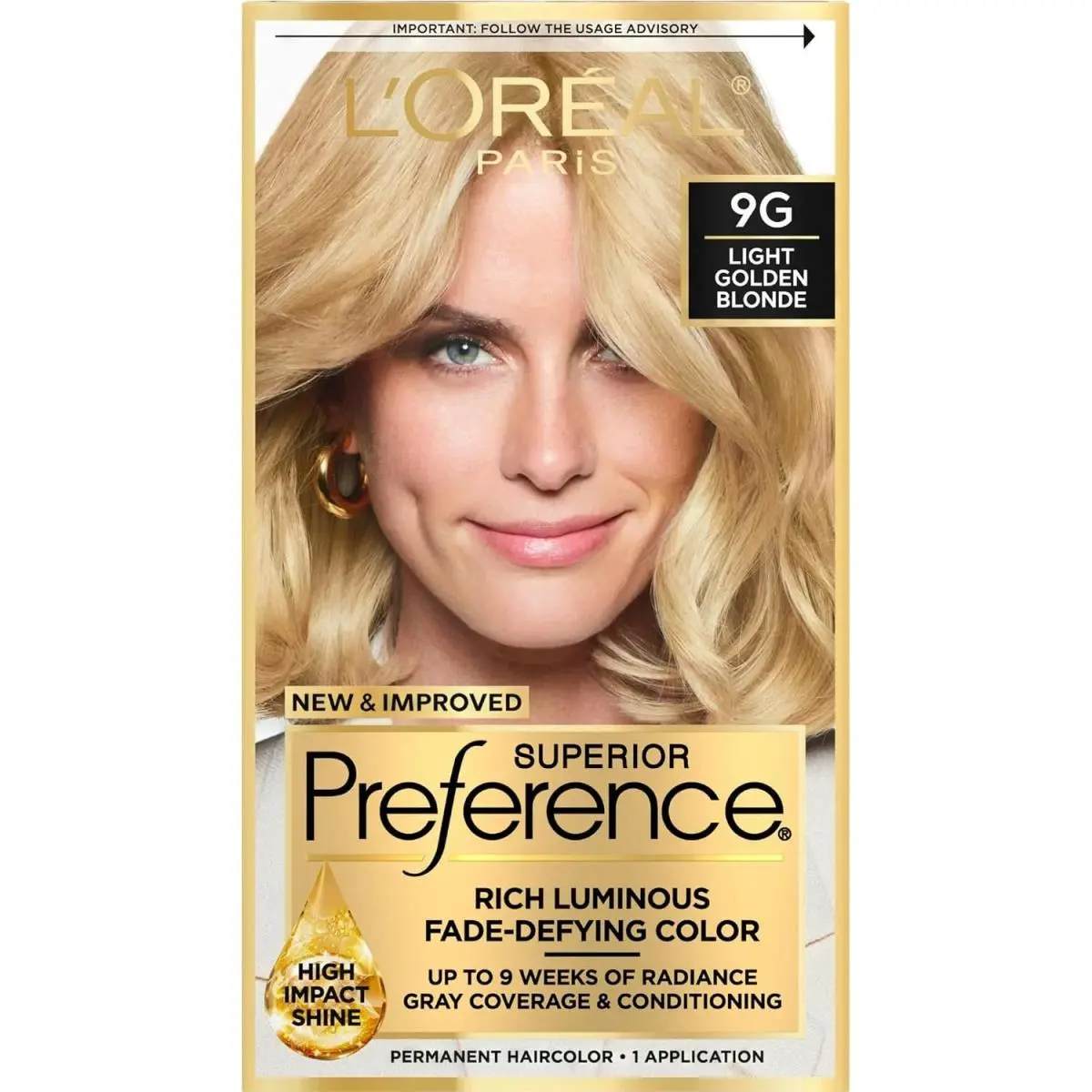 6 Pack L`oreal Paris Superior Preference Hair Color Light Golden Blonde 9G