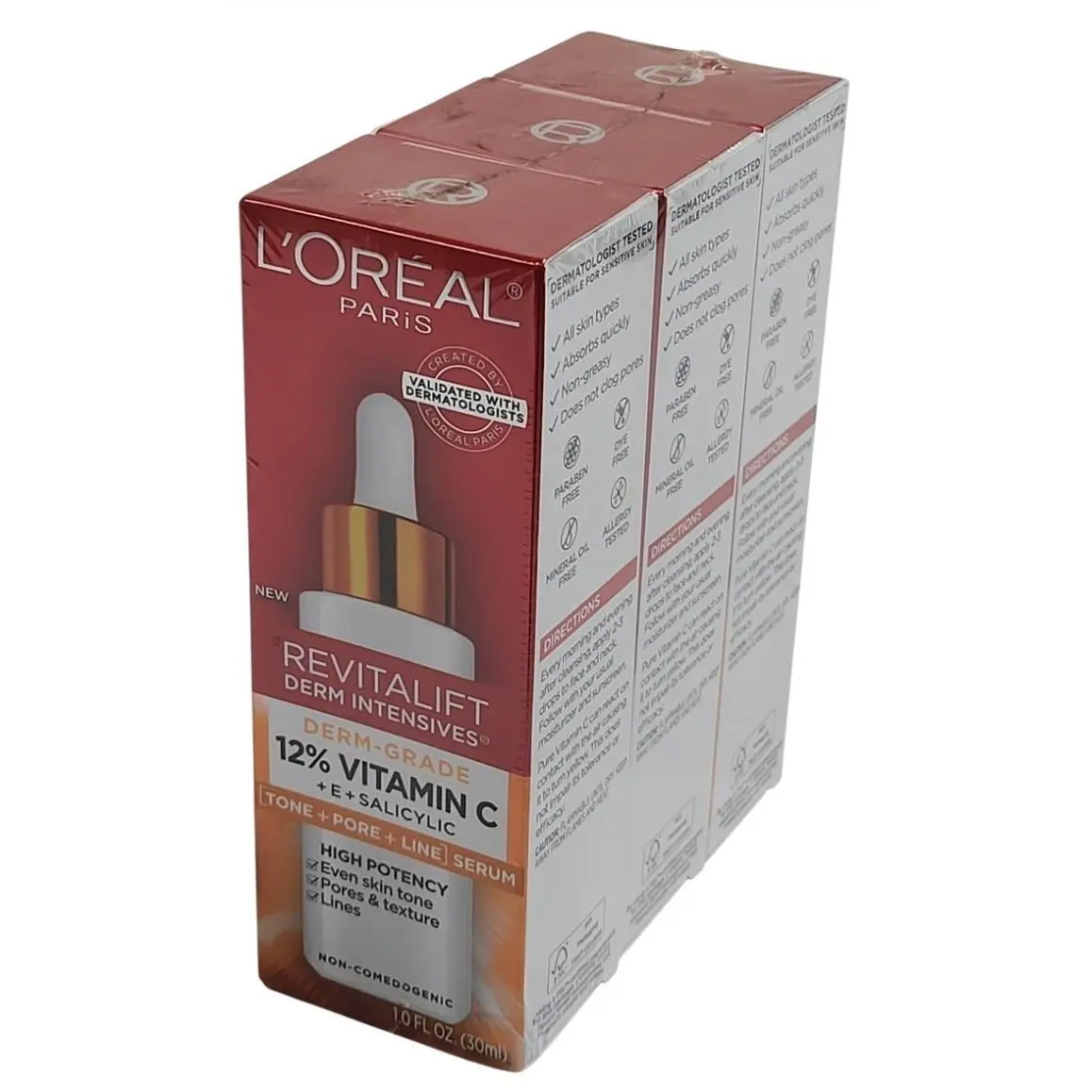 3 Pack 1 oz Each L`oreal Paris Revitalift 12% Vitamin C + E + Salicylic Serum by L'Oréal