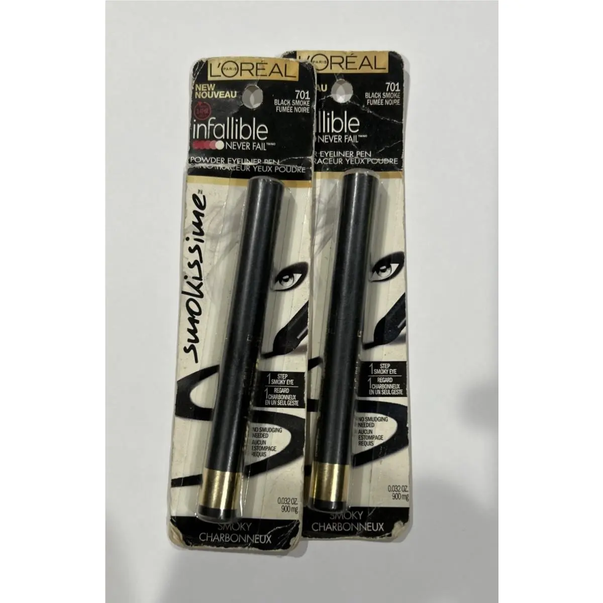 2 Loreal 701 Black Smoke Infallible Smokissime Powder Eyeliner Pen Retired Htf