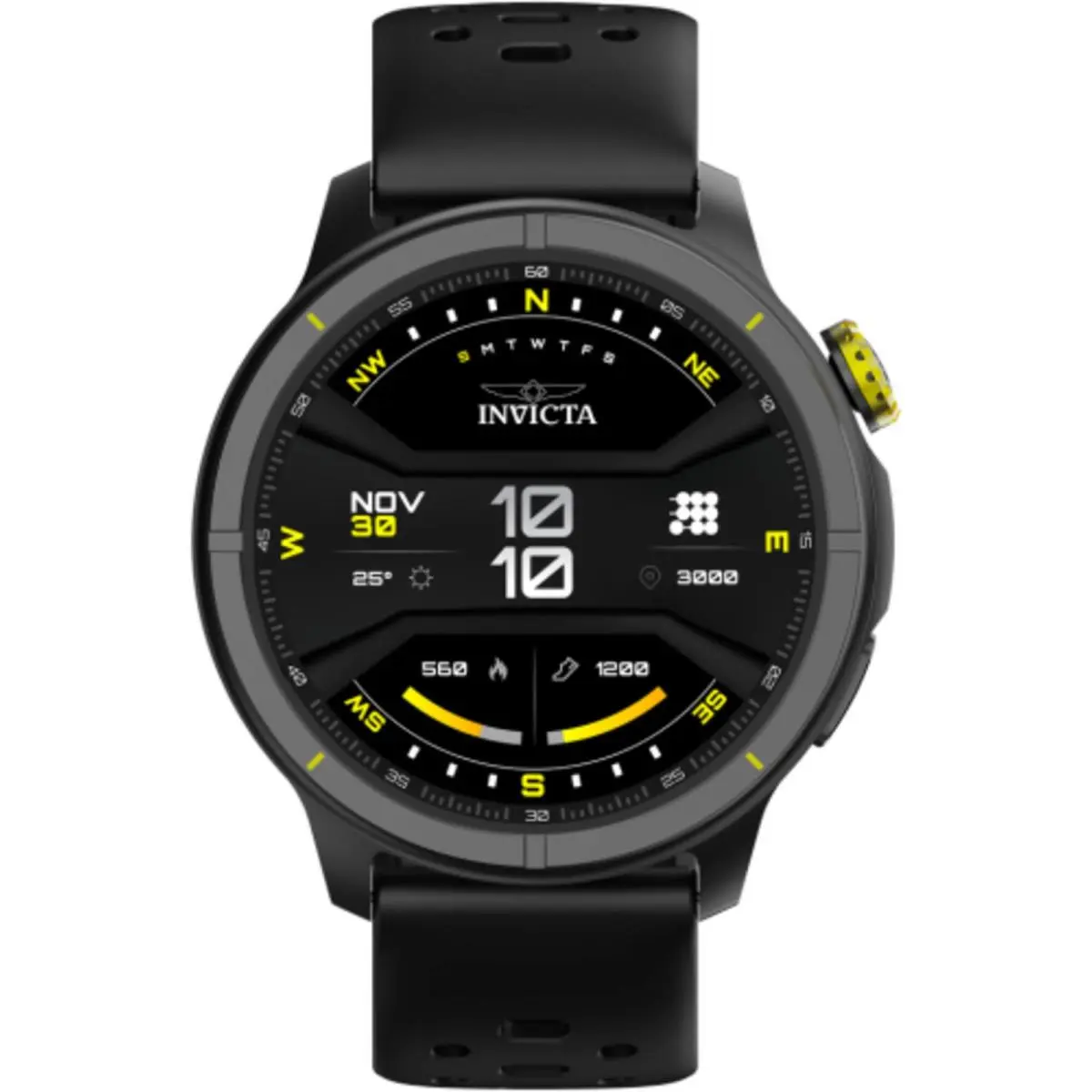 Invicta Unisex Watch Compass Day-date Black Dial Silicone Rubber Strap ITECH-005