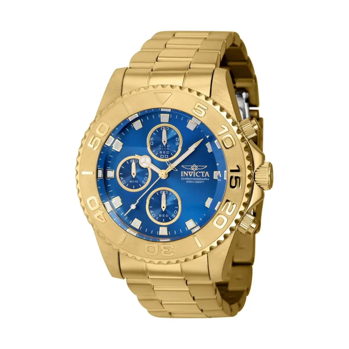 Men`s Watch Pro Diver Chronograph Blue Dial Yellow Gold Bracelet 43409 by Invicta
