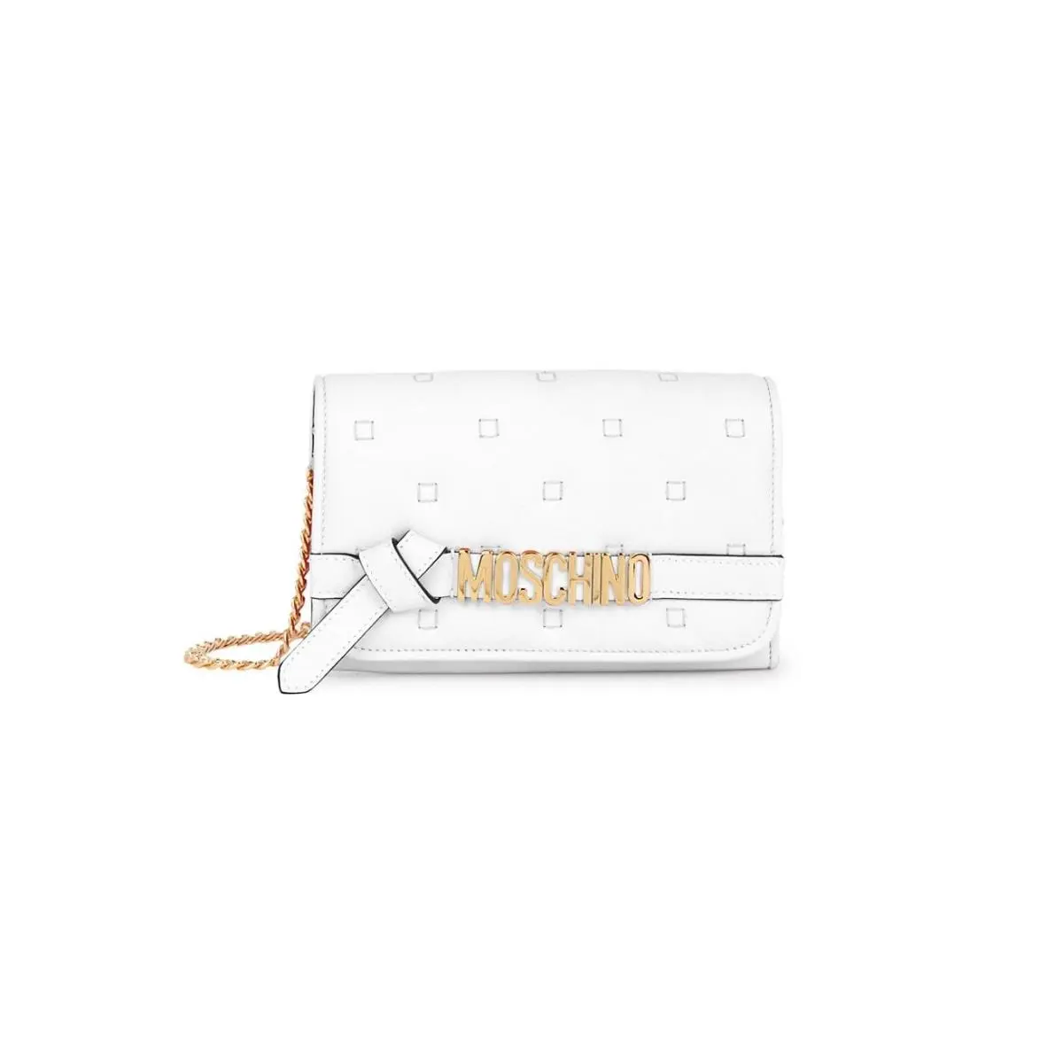 Moschino Couture Wallet Purse White Leather Removeable Chain Bag