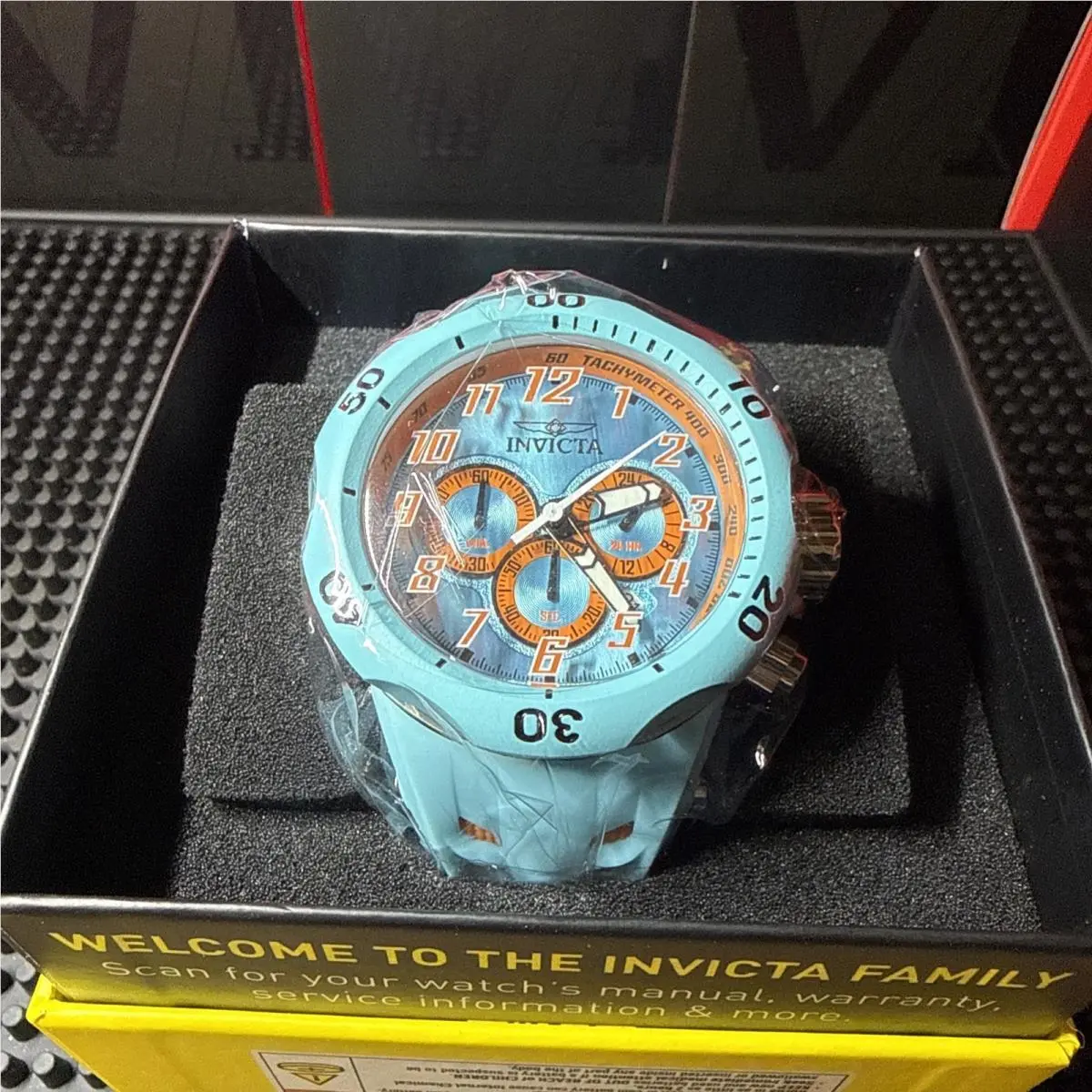 Invicta Men`s Venom Hydra 52mm Chronograph Dial Lightblue/ Orange Watch 48238