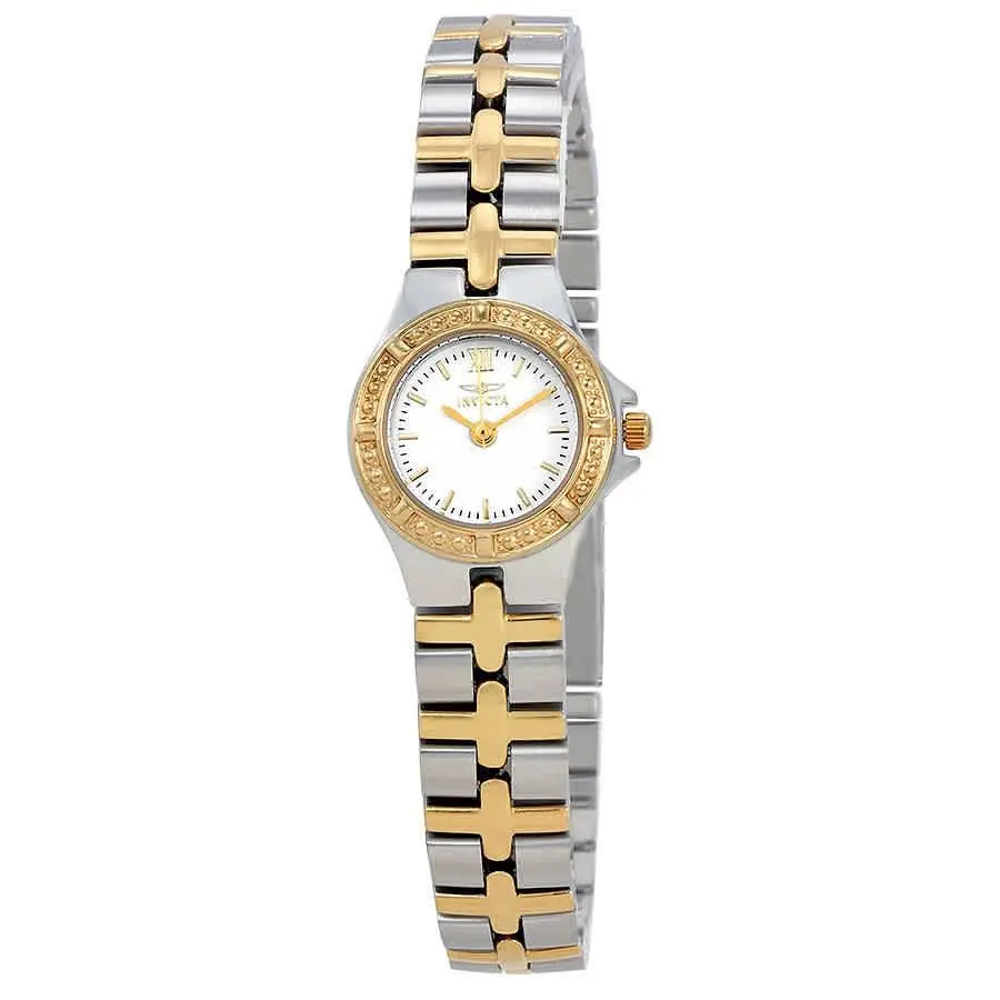 Invicta Wildflower White Dial Two-tone Ladies Watch 0136 - Dial: White, Band: Two-tone (Silver-tone and Gold-plated), Bezel: Silver-tone