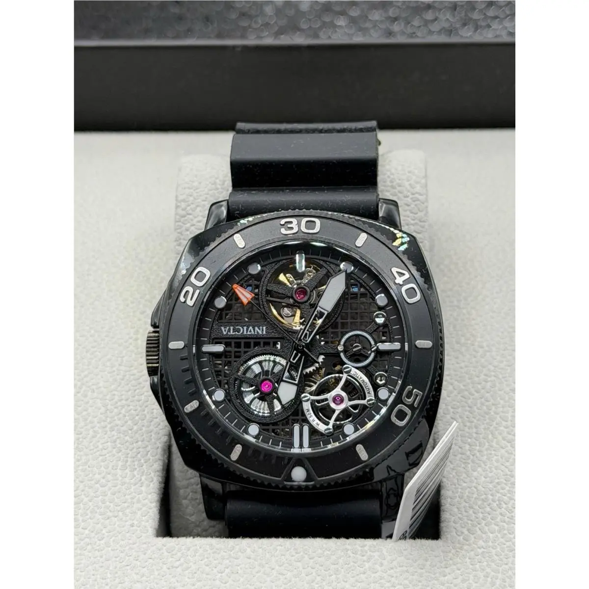 Invicta Men`s Sea 44mm Hunter Automatic Skeleton Dial Triple Black Tone Watch