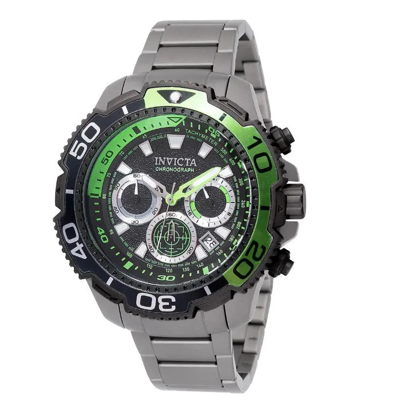 Commander TI-22 Titanium Men`s 48mm Green Black Chrono Watch 49494 by Invicta
