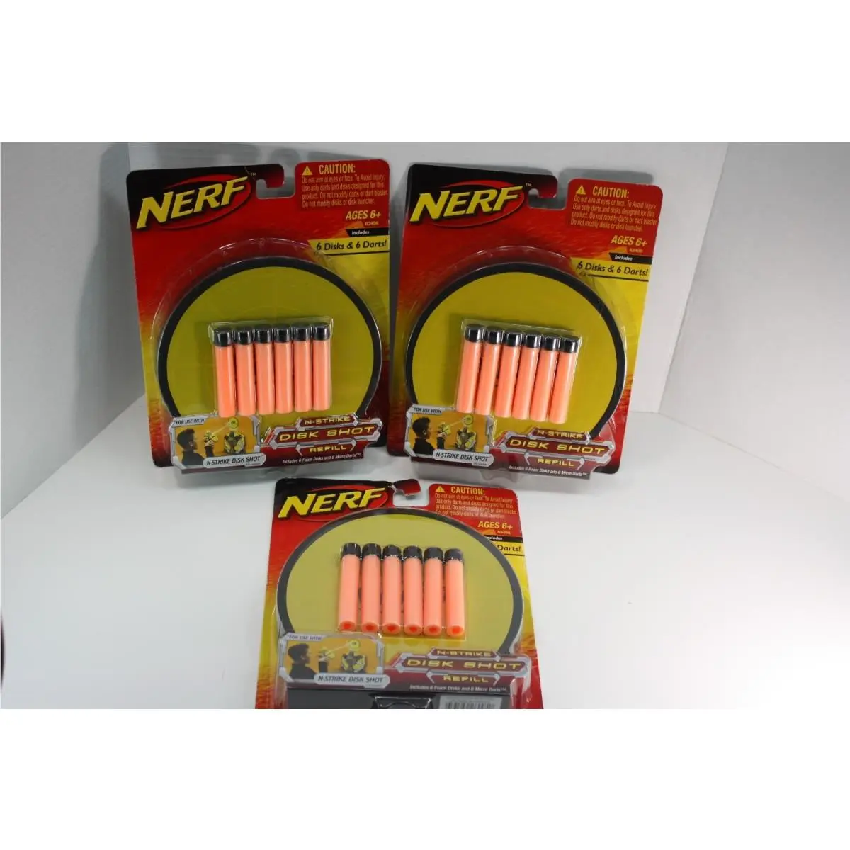 3 Nerf N-strike Dish Shot Refill 6 Disks 6 Darts