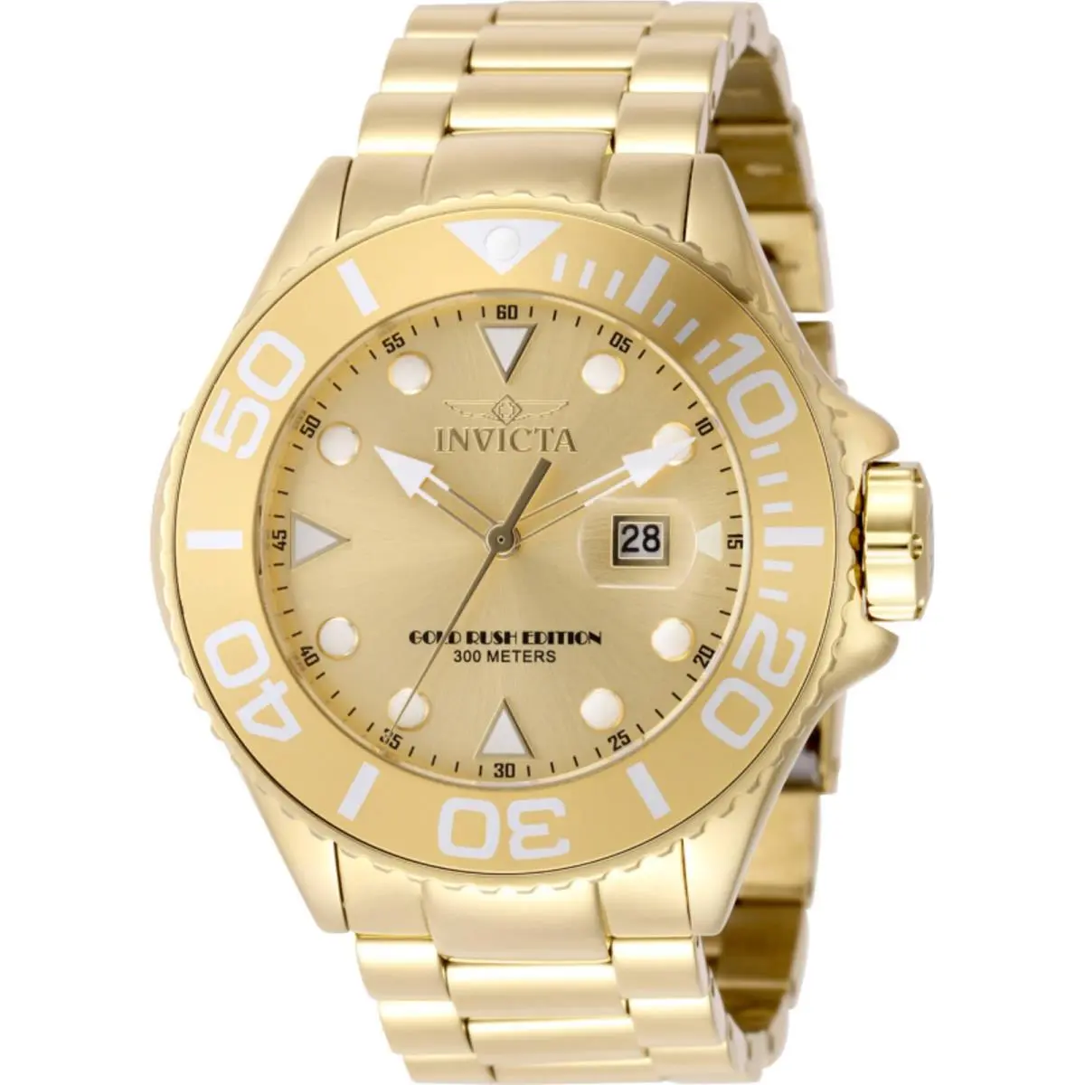 Invicta Men`s Dive Watch Grand Diver Quartz Gold Rush Yellow Gold Bracelet 48613 - Dial: Gold, Band: Yellow
