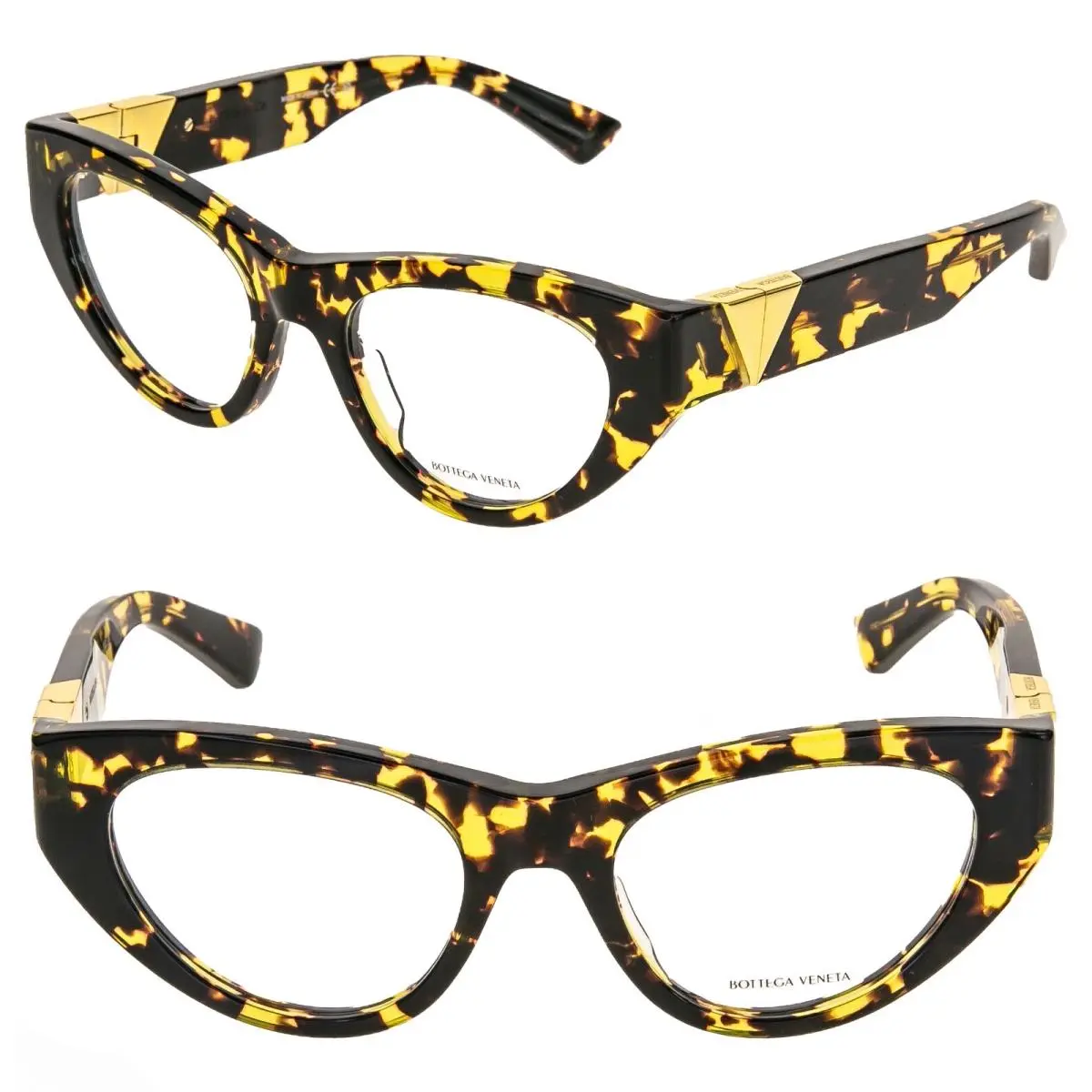 BV1179O V Angle Classic Brown Havana Bold Cat Eyeglasses 1179 002 by Bottega Veneta