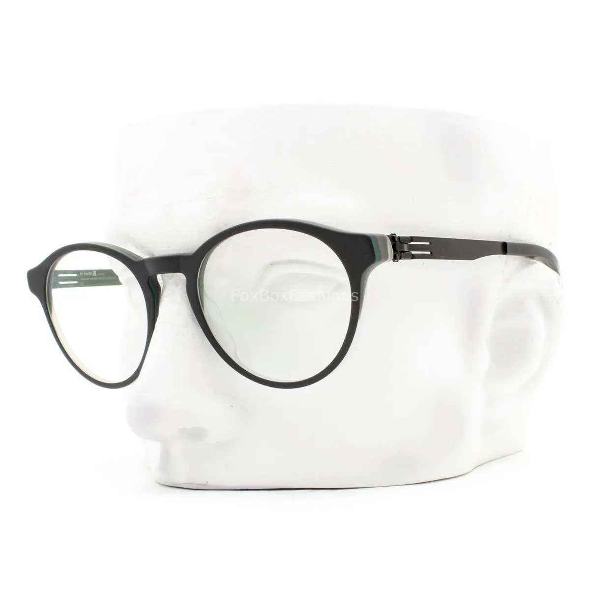 Ic Berlin Bernhard S Eyeglasses Glasses Matte Black on Gray Green Layer W/case
