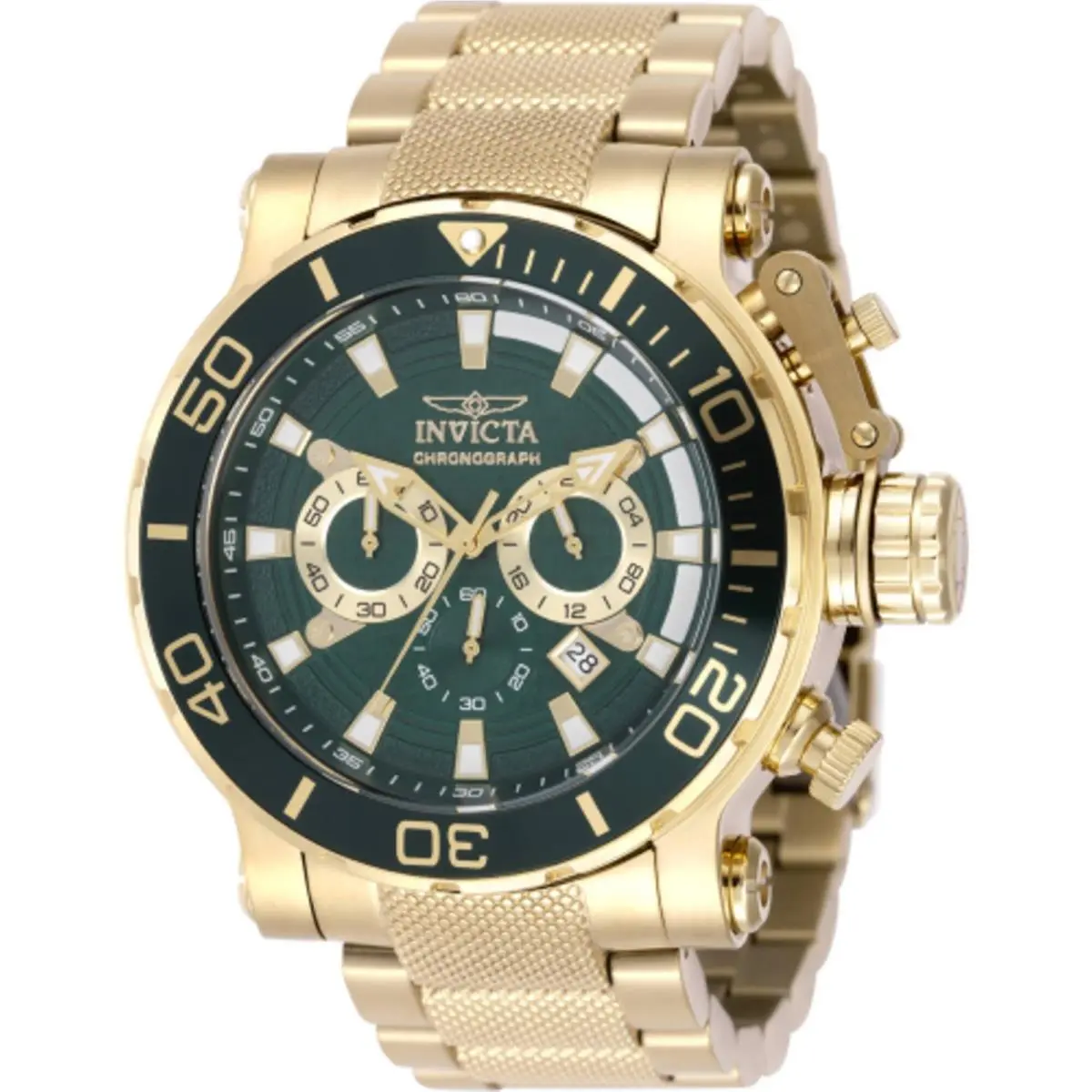 Men`s Watch Coalition Forces Chronograph Green Dial Steel Bracelet 50230 by Invicta