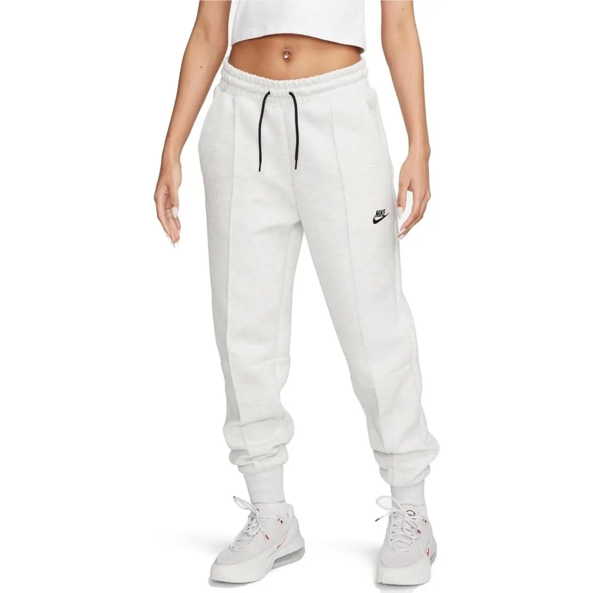Nike Women`s Sportswear Tech Fleece Mid-rise Joggers Light Grey FB8330-013 - Gray