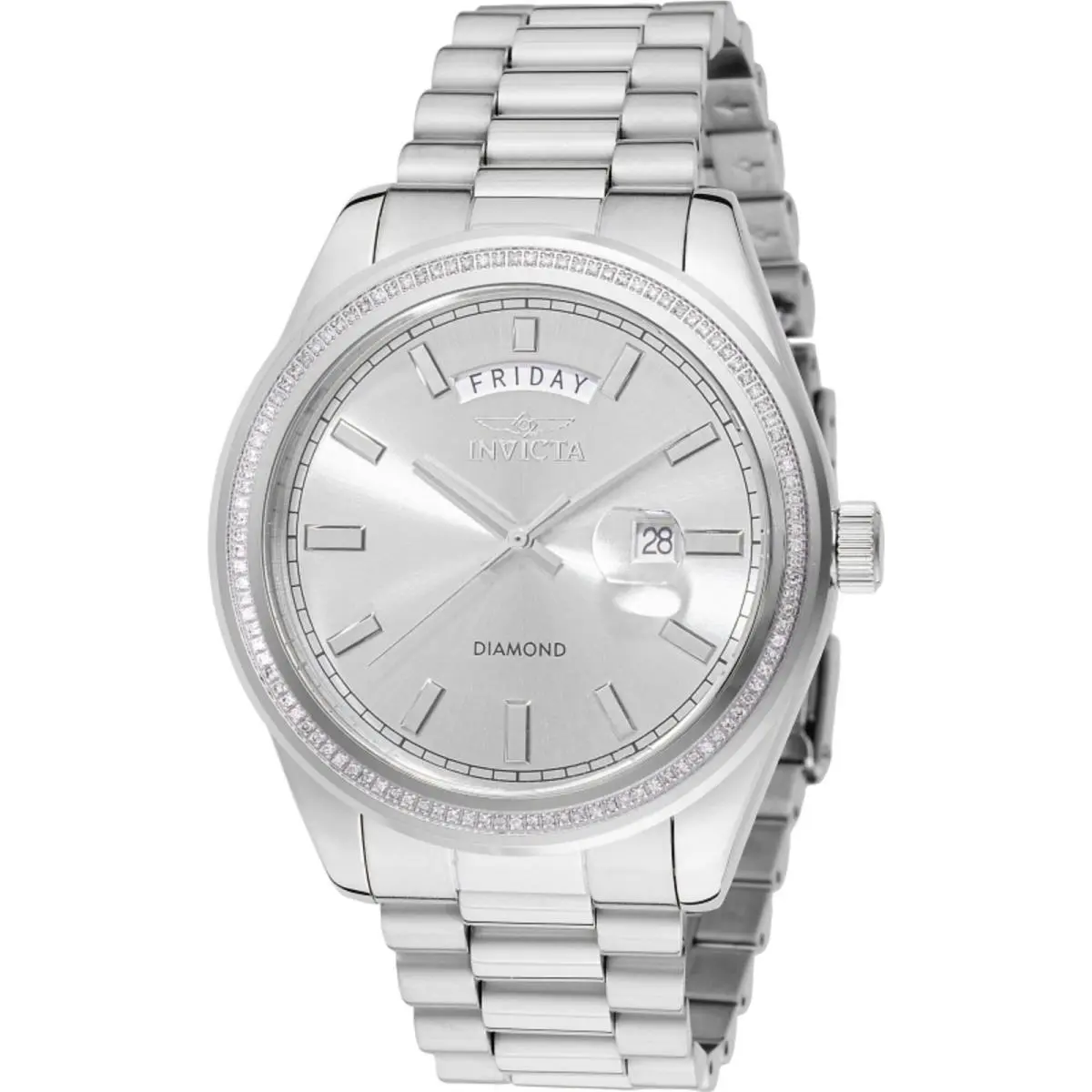 Invicta Men`s Watch Elite Diamond Quartz Silver Tone Dial Steel Bracelet 48759
