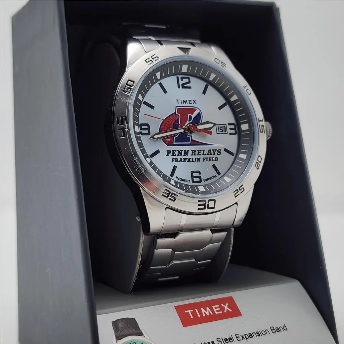 Timex Penn Relays Franklin Field TW2Y05700 Indiglo Stainless Steel Men`s Watch
