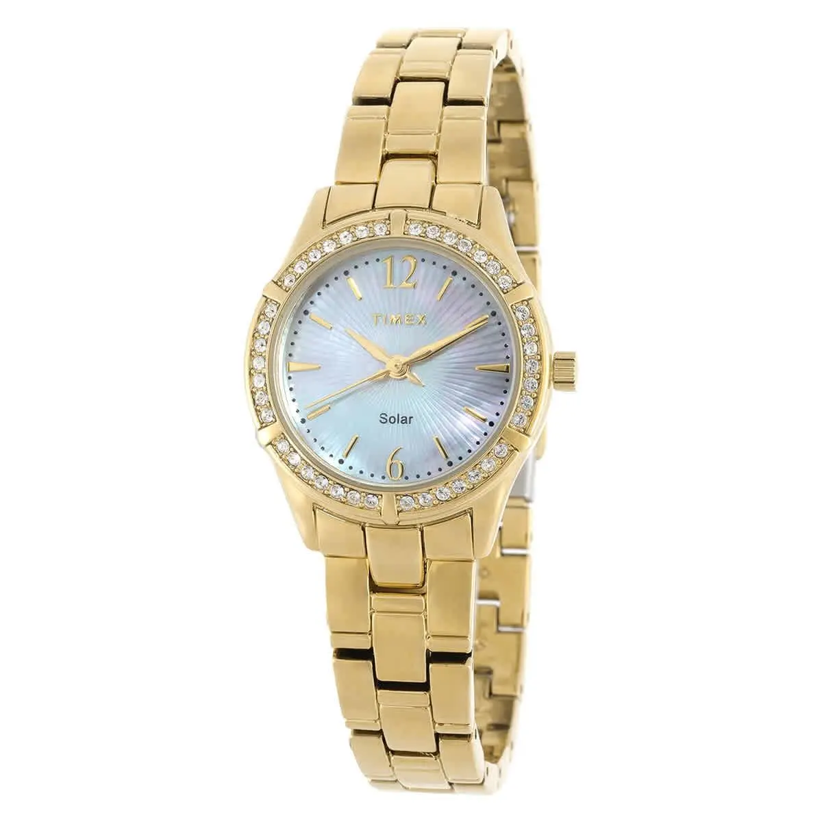Timex TW2V39400JI Trend Mop Dial 28 mm Women`s Watch - Gold-tone, Dial: Mother of Pearl, Band: Gold-tone