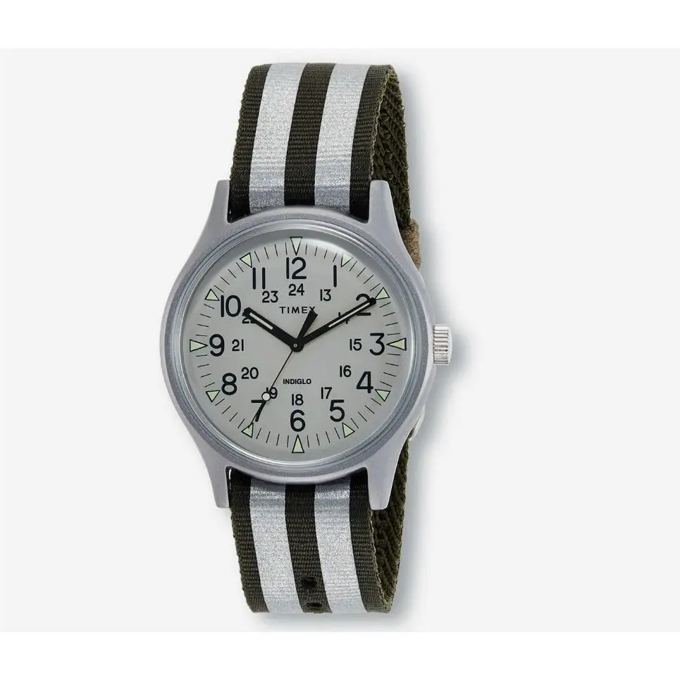 MK1 TW2R80900 Quartz Aluminum Silver Dial Canvas Strap Watch by Timex