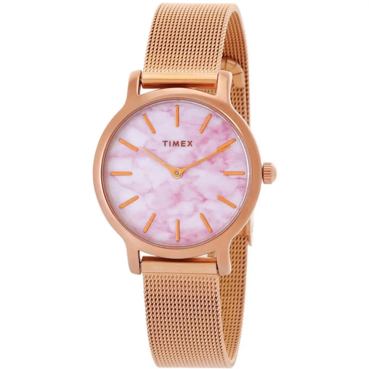Timex Women`s Watch Transcend White and Pink Marble Dial Bracelet TW2T81000ZA - Dial: White, Pink, Band: Yellow