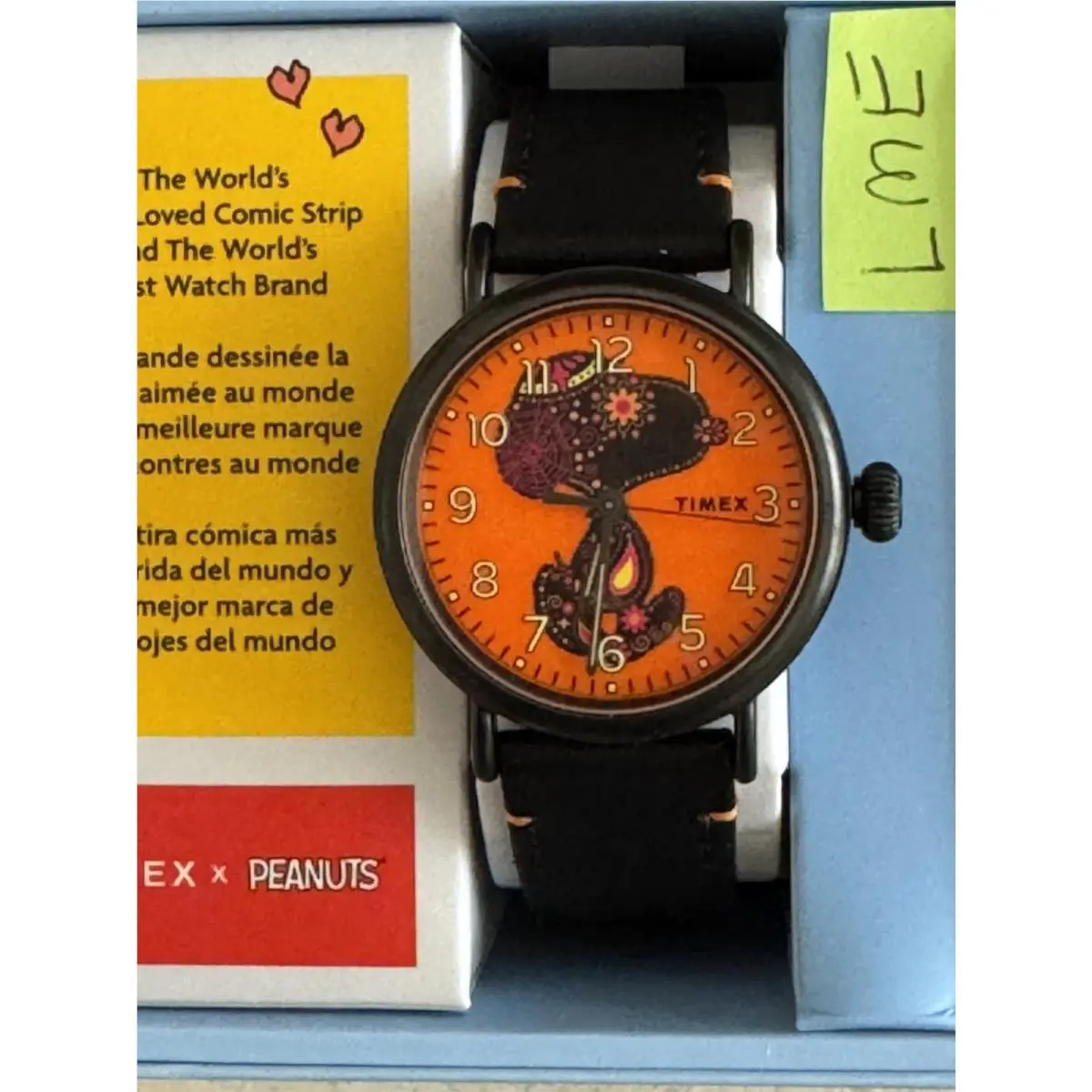 Timex X Peanuts Snoopy Dia de Los Muertos 40 mm Watch Leather Band
