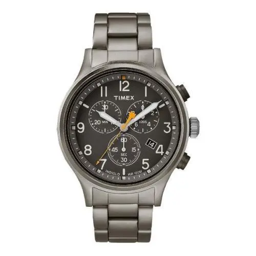 Allied Chronograph Men`s Black Dial Gunmetal Bracelet 42mm Watch TW2R47700 by Timex