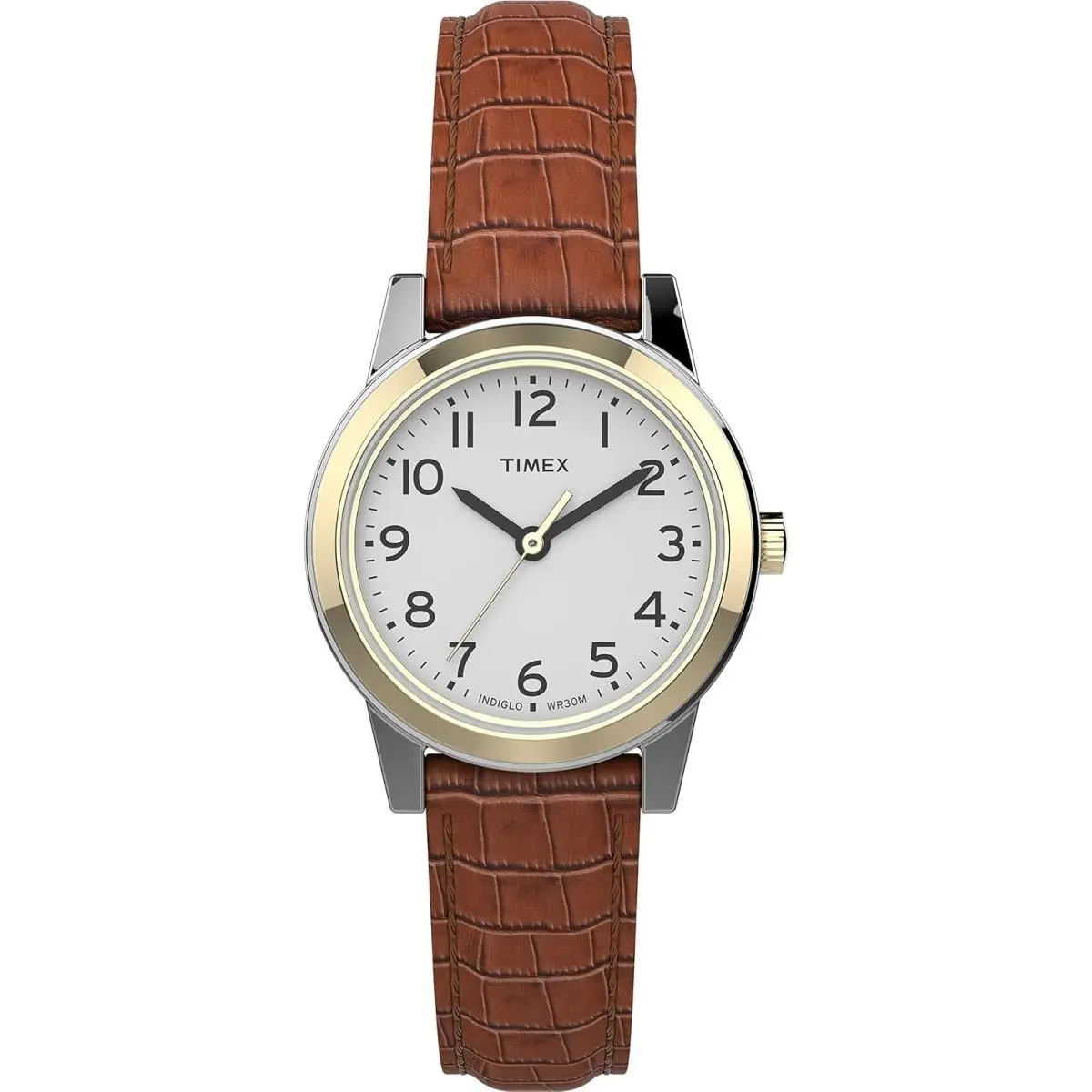 Women`s Essex Ave 25mm Brown Leather Strap White Dial Watch TW2V26900 by Timex