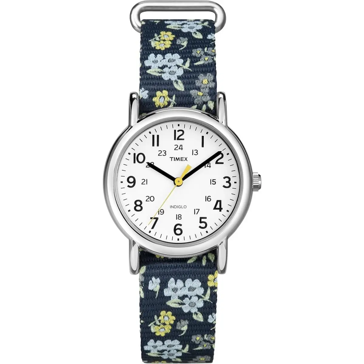 Timex Womens Weekender 31mm Watch - Blue/White/Silver-Tone/Pattern, Dial: White, Band: Blue