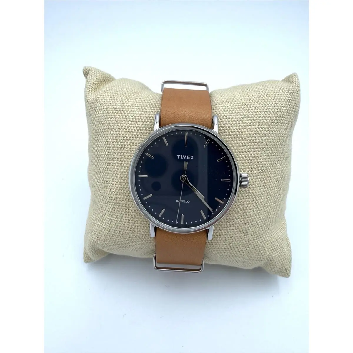 Timex Fairfield Weekender Watch Navy Dial Brown Leather Strap Orig Packaging