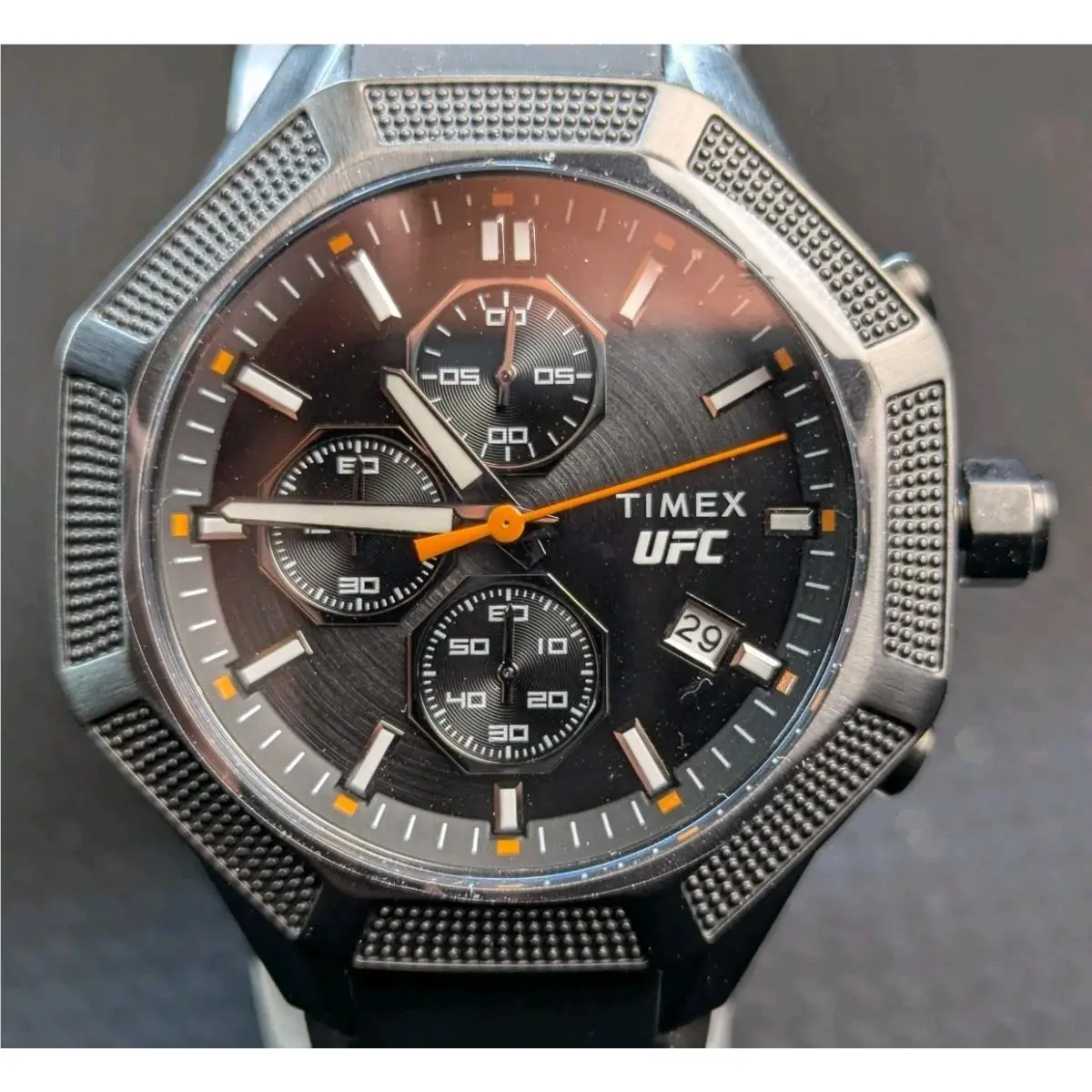 Timex Ufc King Chrono Black Pvd Mens Sports Watch TW2V87200 Silicone 100M Quartz