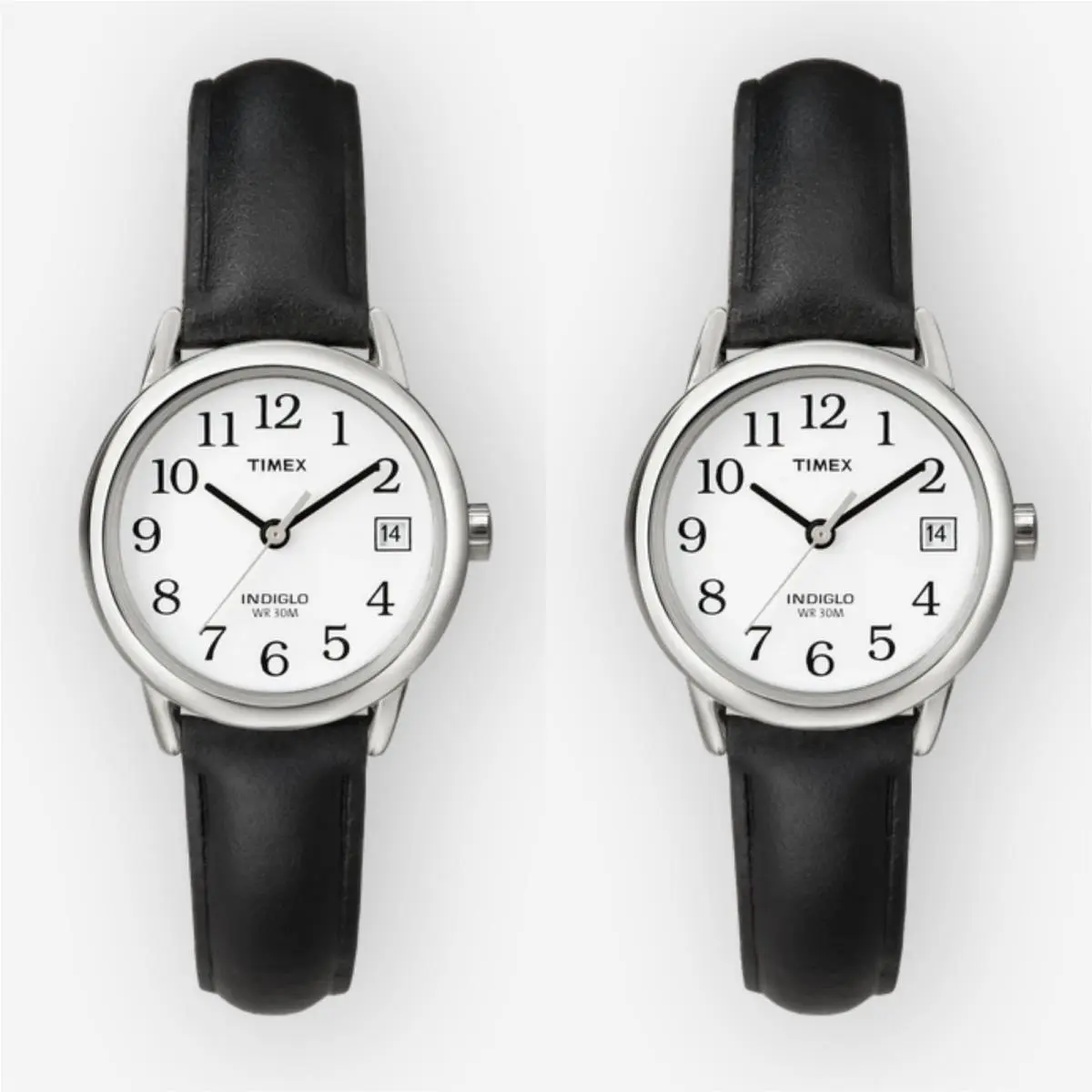 Lot of 2 Timex Women`s T2H331 Easy Reader 25mm Leather Strap Watch