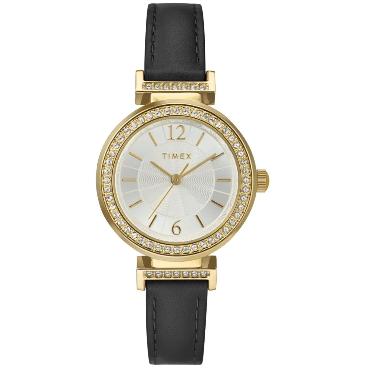 Timex Womens Dress 31mm Watch Black Strap Silver Dial Gold Case TW2W48900JI