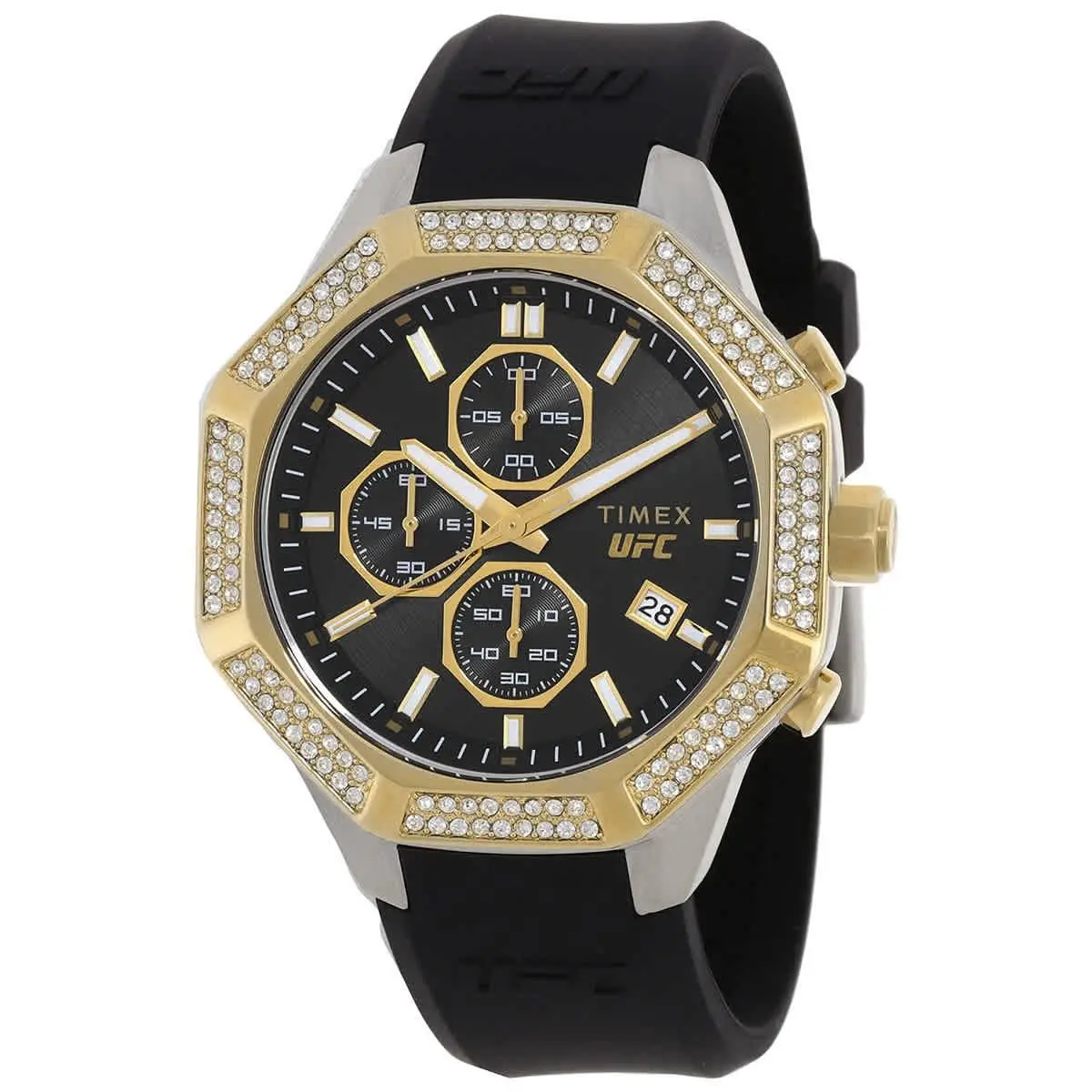 Timex TW2V99200JR Ufc King Black Dial 45 mm Men`s Watch - Black, Dial: Black, Band: Black