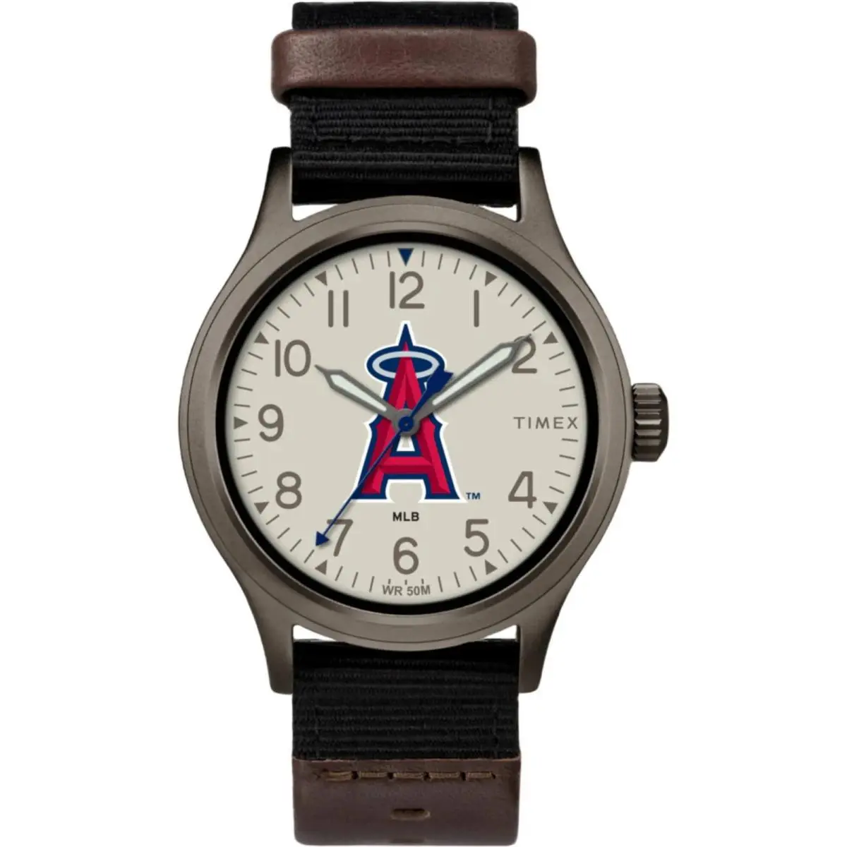 Timex Men`s Watch Clutch Angels Quartz Beige Dial Black Fabric Strap Twzbangmbyz
