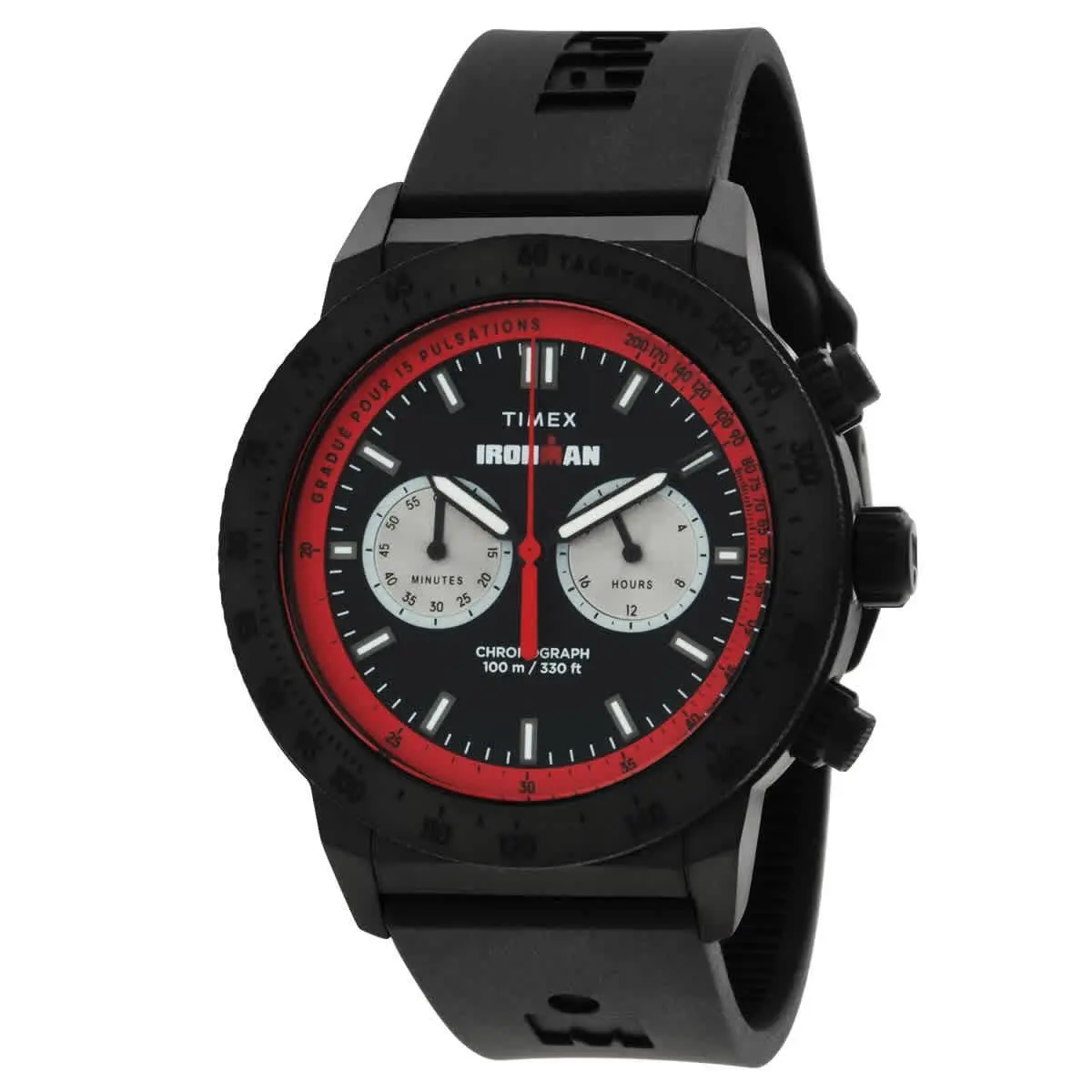 Timex TW2Y01900VQ Ironman Challenger Black Dial 44 mm Men`s Watch - Black, Dial: Black, Band: Black