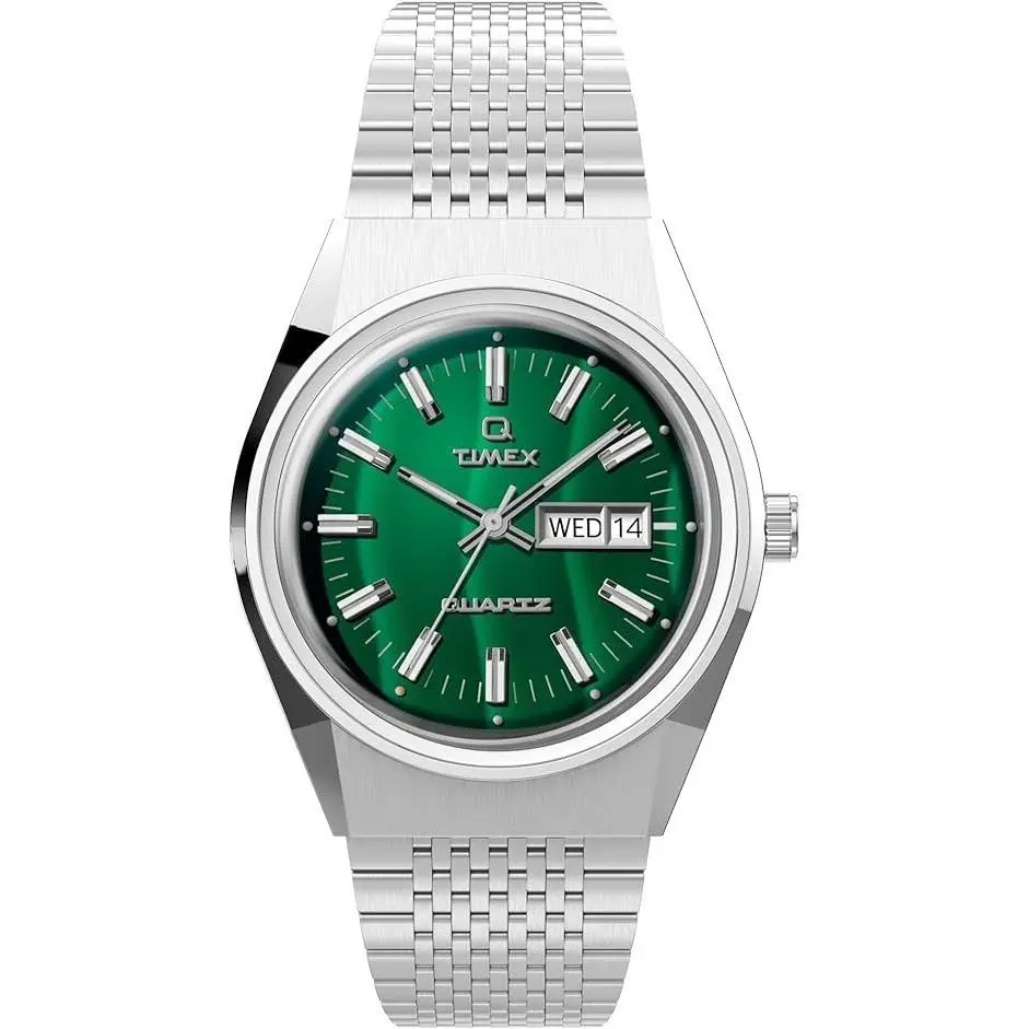 Timex Q Falcon Eye Reissue TW2U95400 Men`s Watch Stainless Steel Green Dial