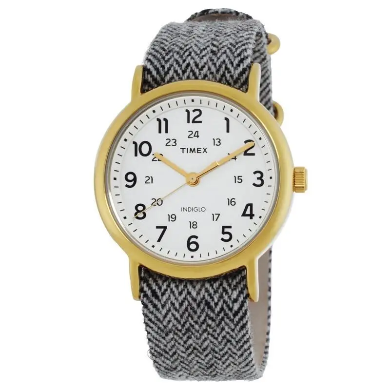 Timex Weekender TW2P71900 38mm Cream Dial Gold-tone Fabric Strap Unisex Watch
