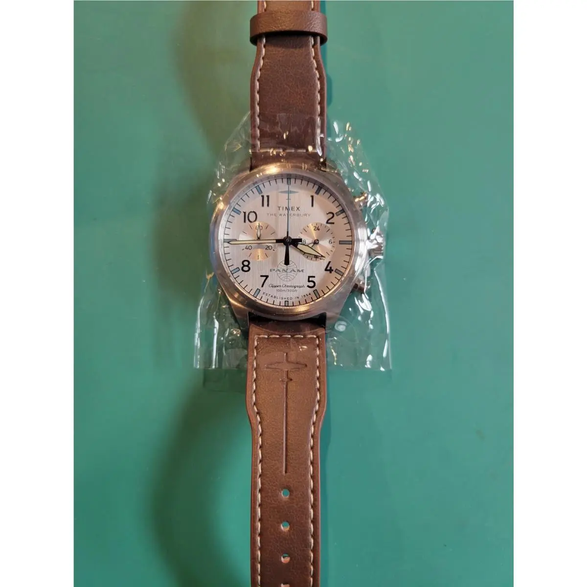 x Pan Am Waterbury Chronograph Silver TW2Y38700 by Timex