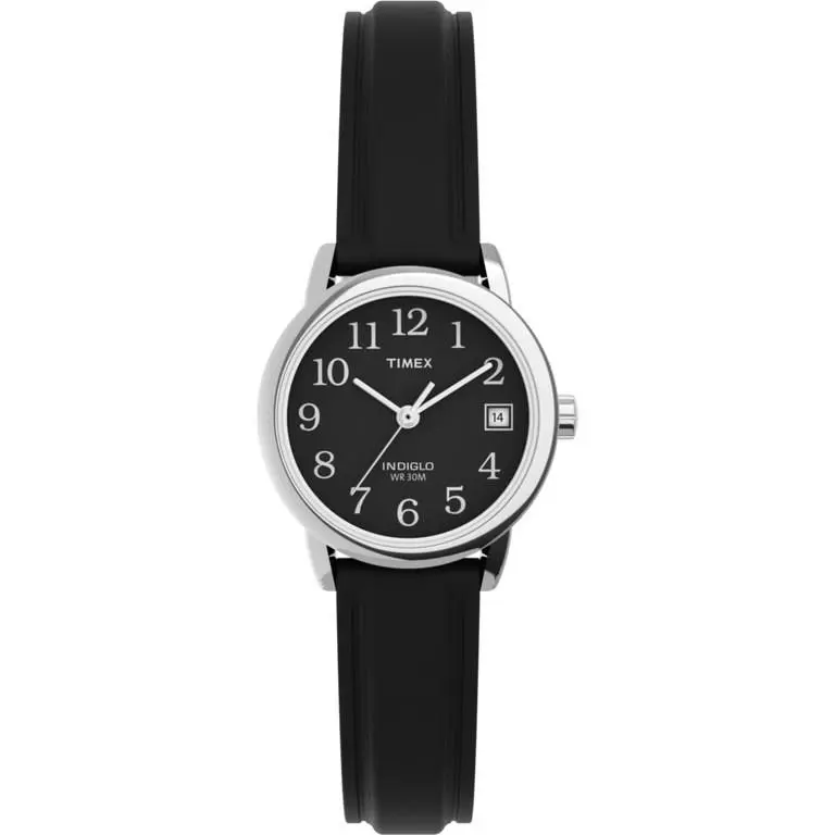 Women`s Easy Reader Indiglo Watch Dial Date Silicone Strap WR 30M Blk by Timex