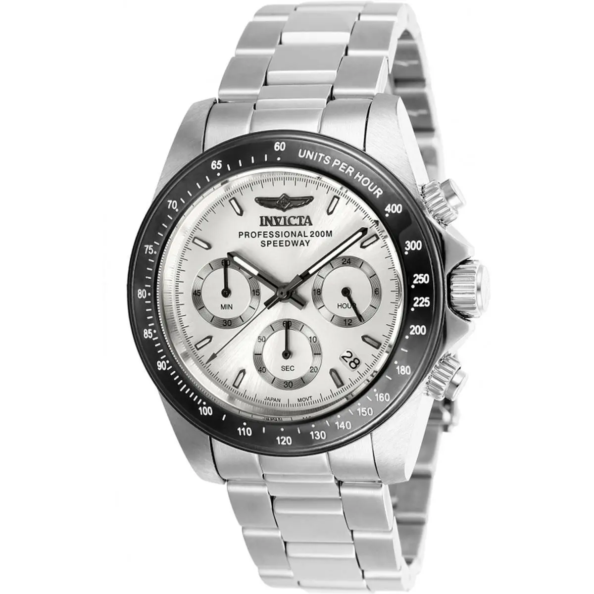 Men`s Watch Speedway Chronograph Black Bezel Silver Tone Dial 26111 by Invicta